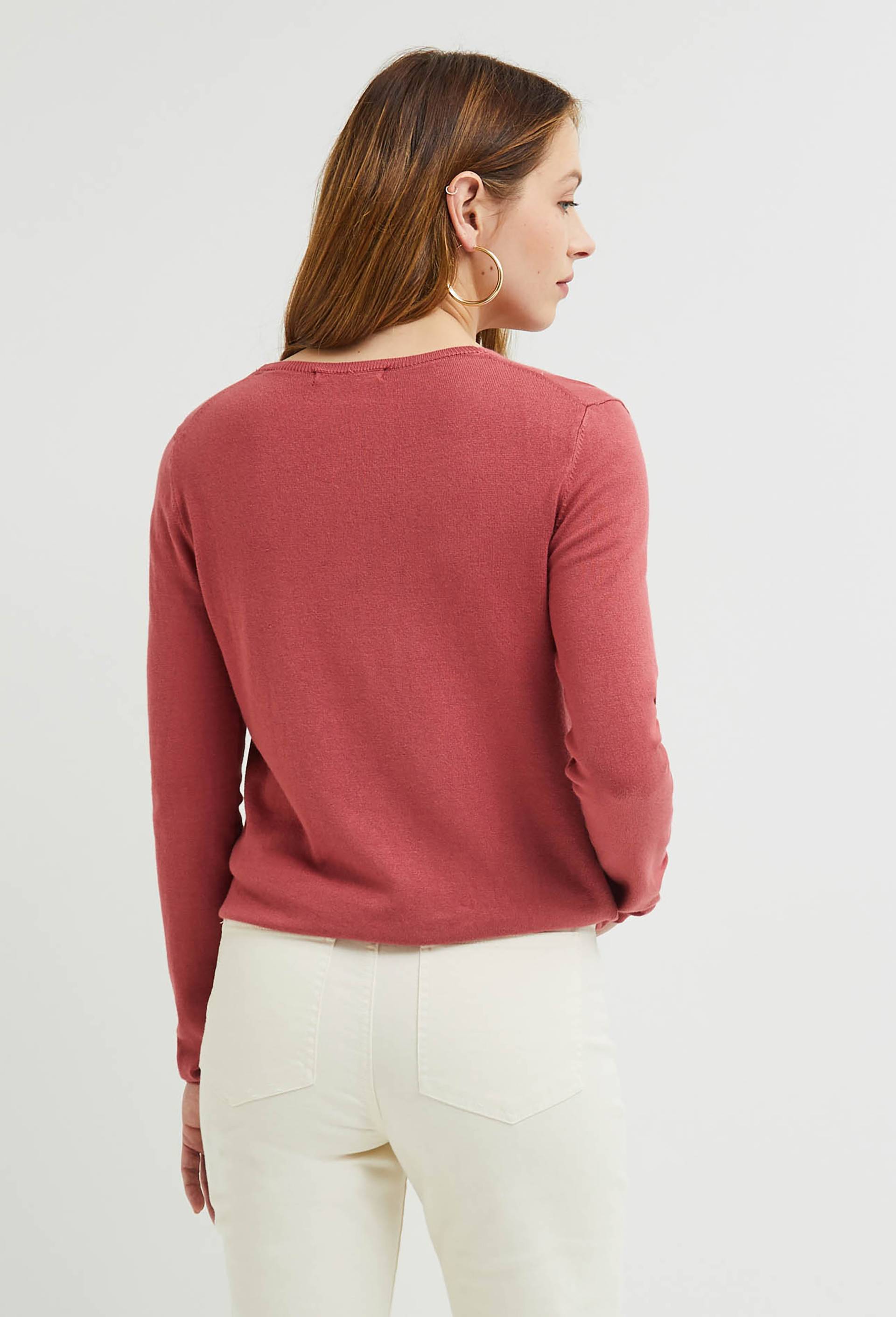 Pull col V uni, Rose foncé, large image number 1