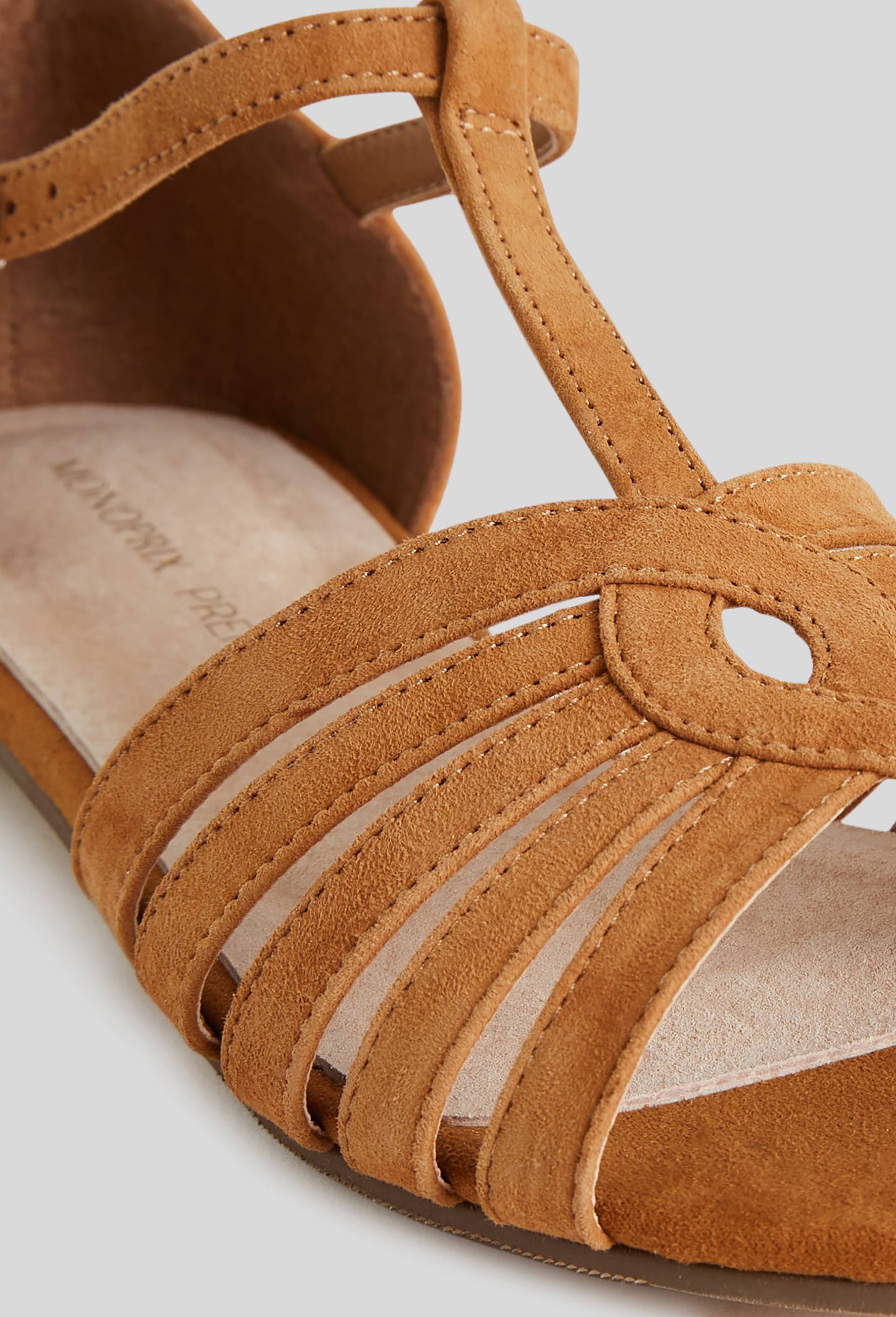 Sandales plates, croûte de cuir responsable, Beige, large image number 2.0