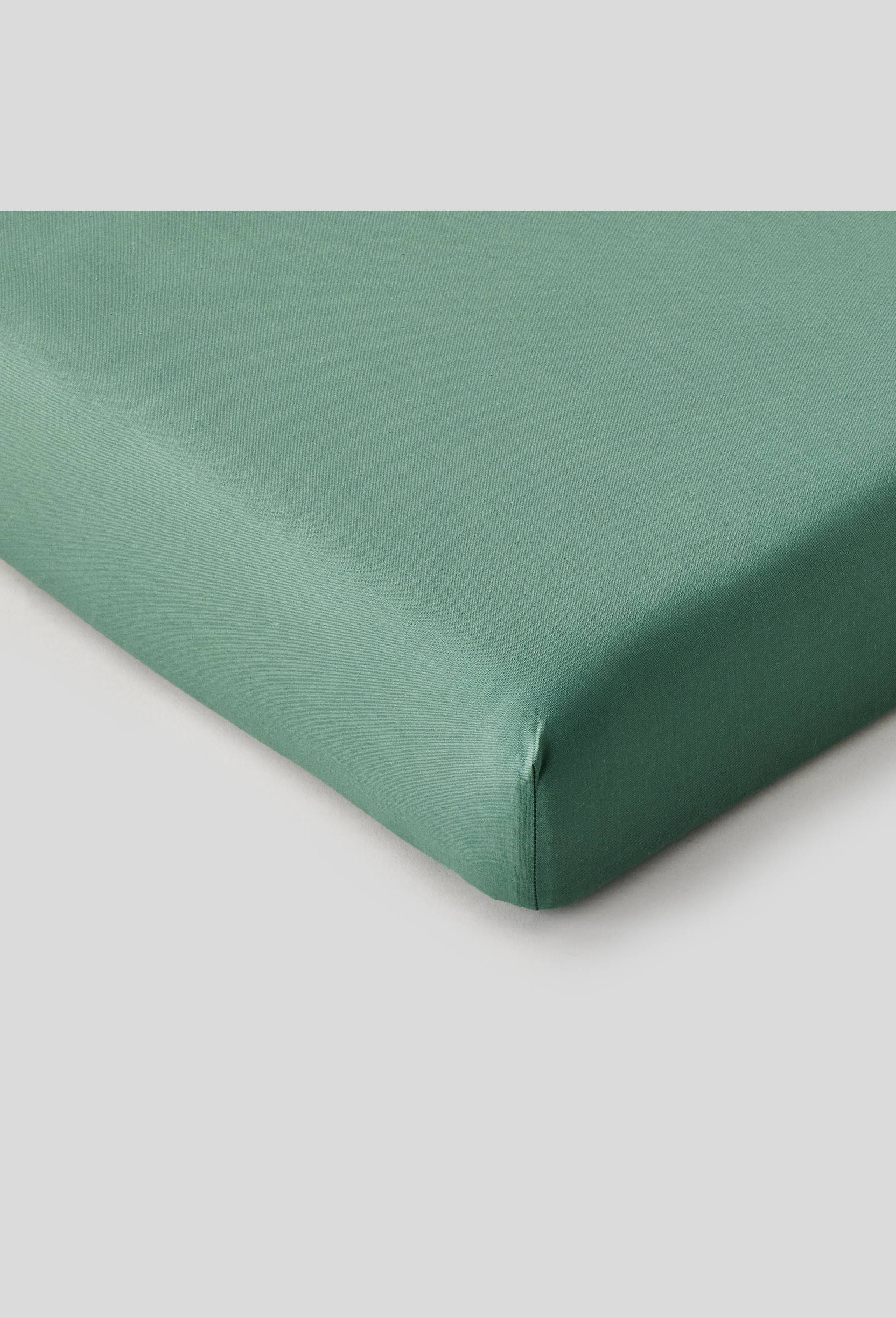 Drap housse, 160 x 200cm, bio, Vert foncé, large image number 0