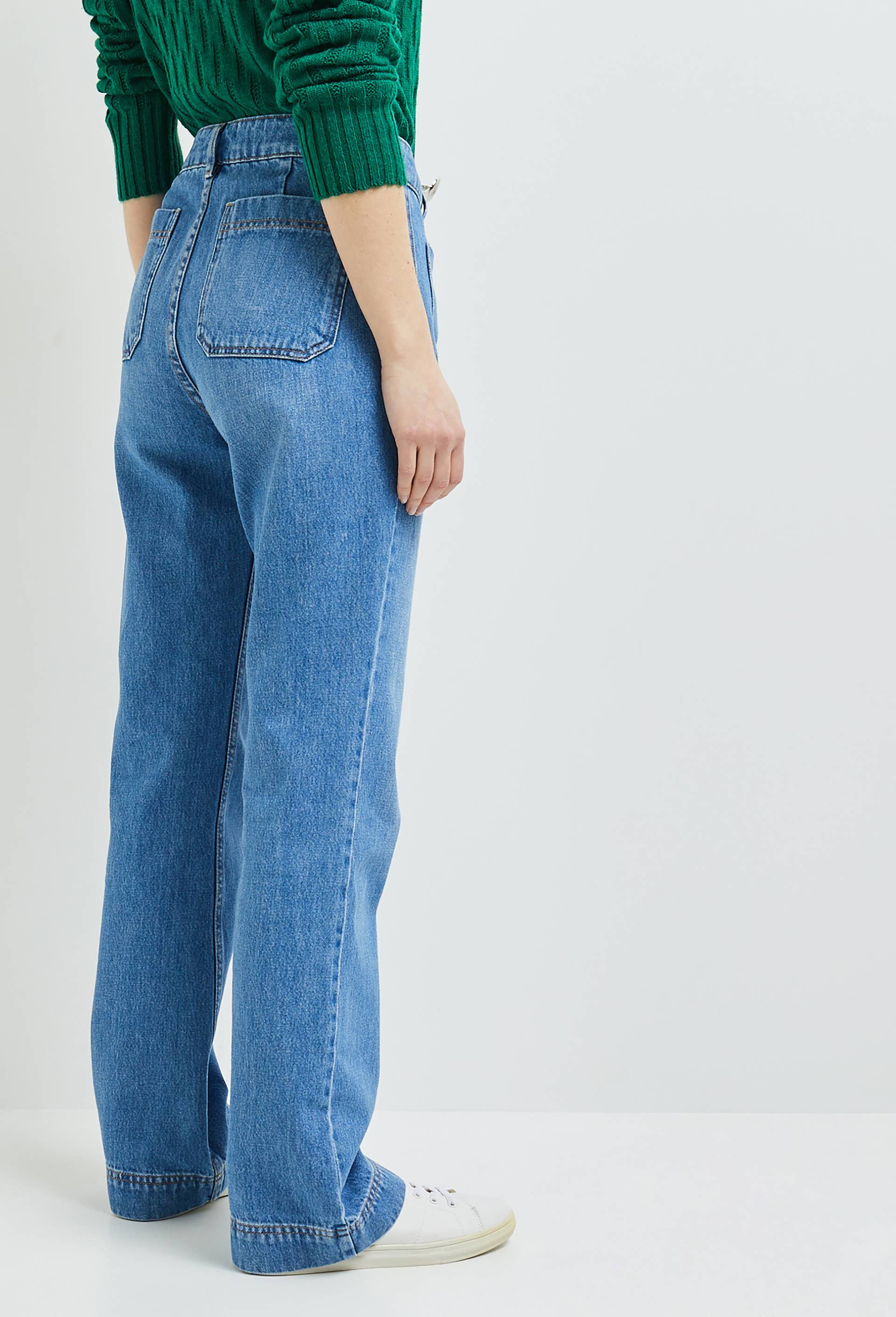Jean flare poches plaquées, Bleu foncé, large image number 1.0