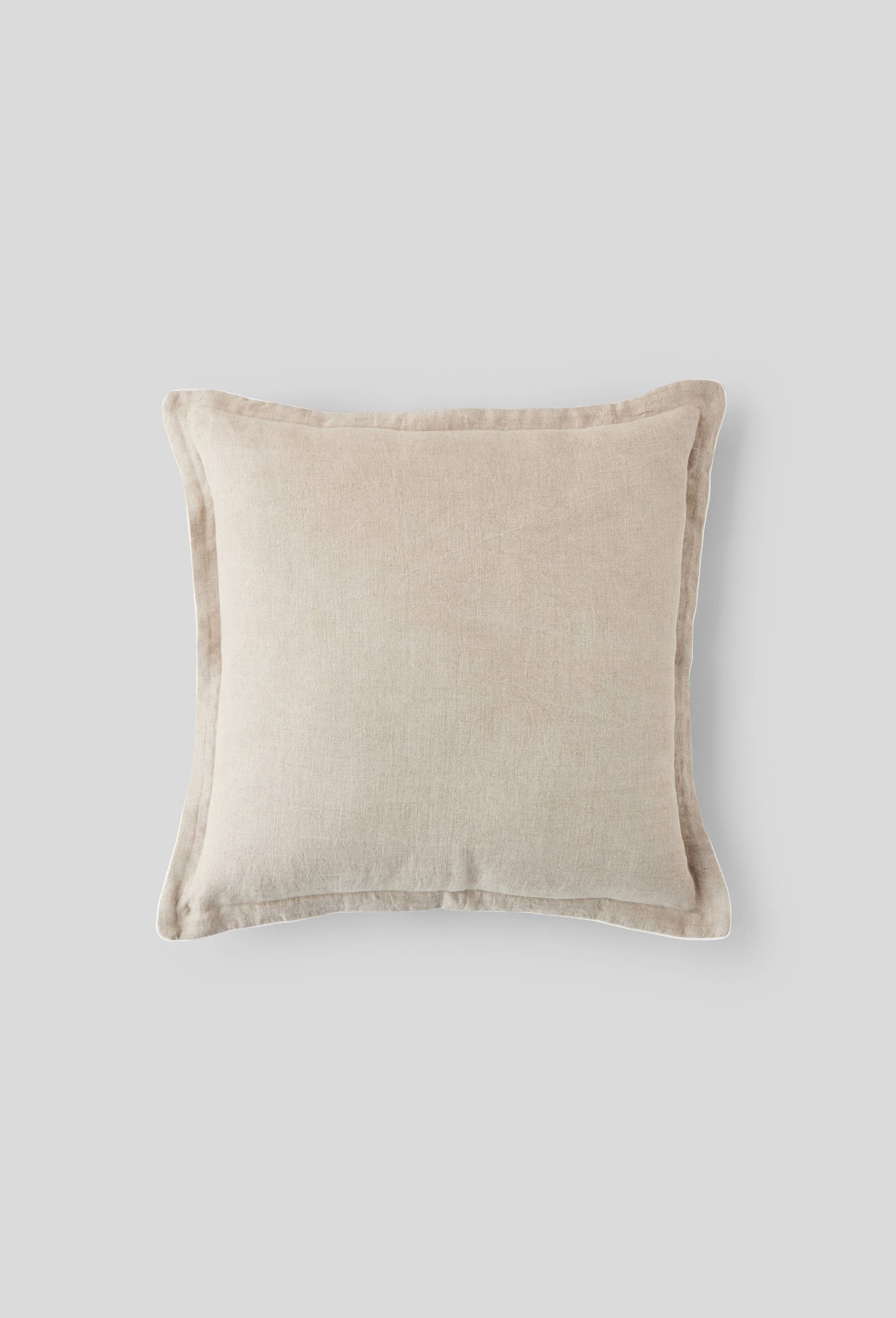 Housse coussin avec piping, 45X45cm,  lin, Beige clair, large image number 0