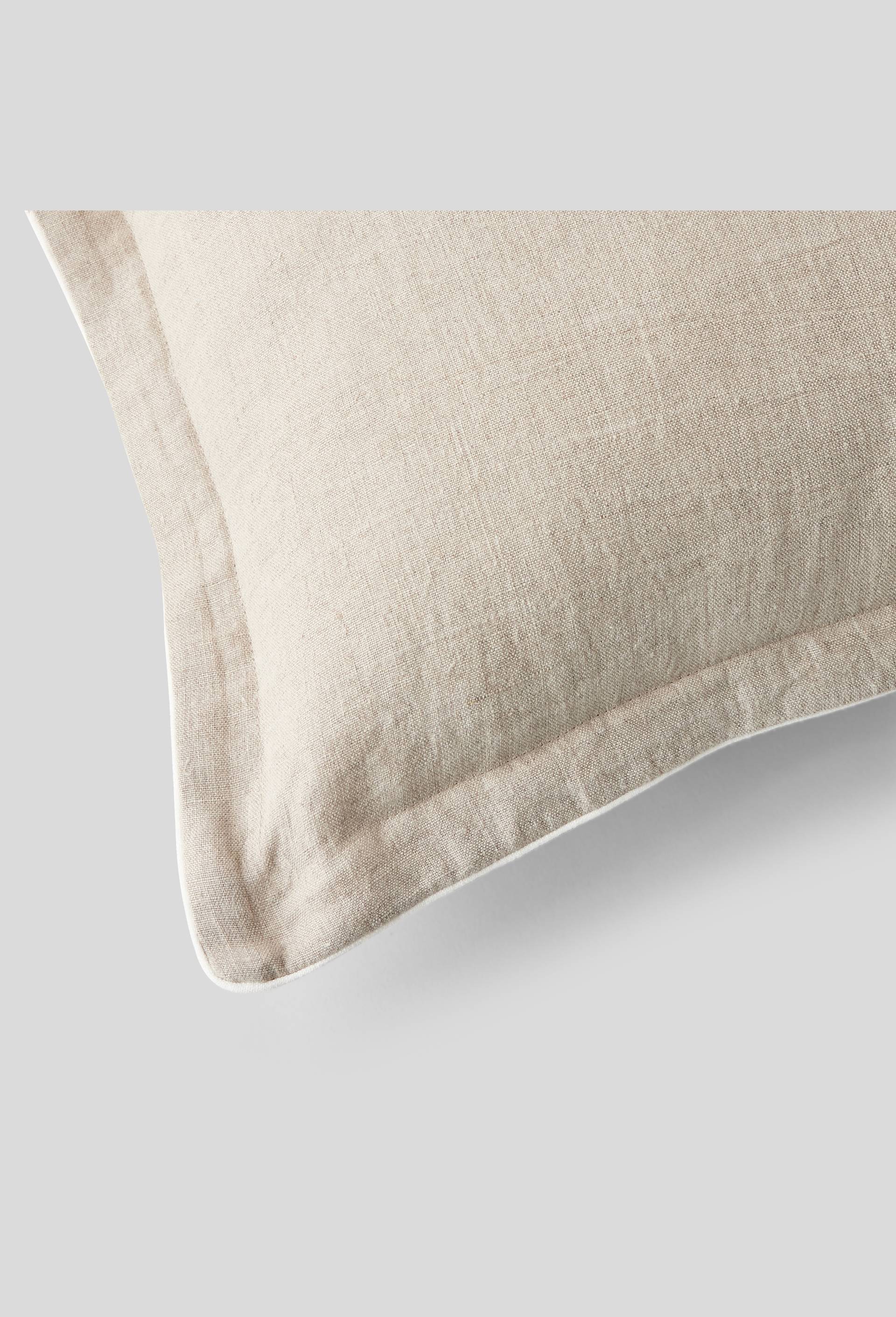 Housse coussin avec piping, 45X45cm,  lin, Beige clair, large image number 1