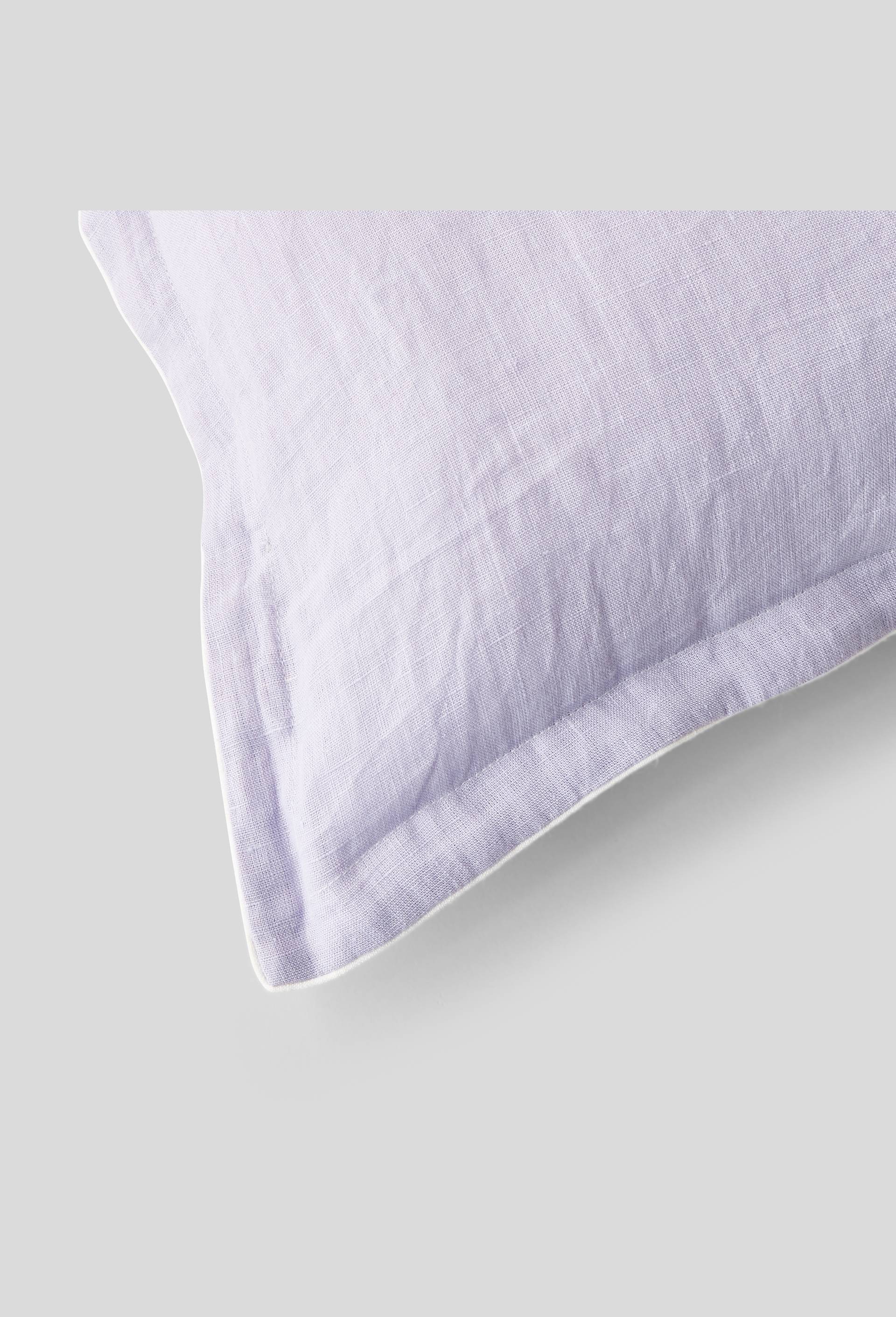 Housse coussin avec piping, 45X45cm,  lin, Violet clair, large image number 1