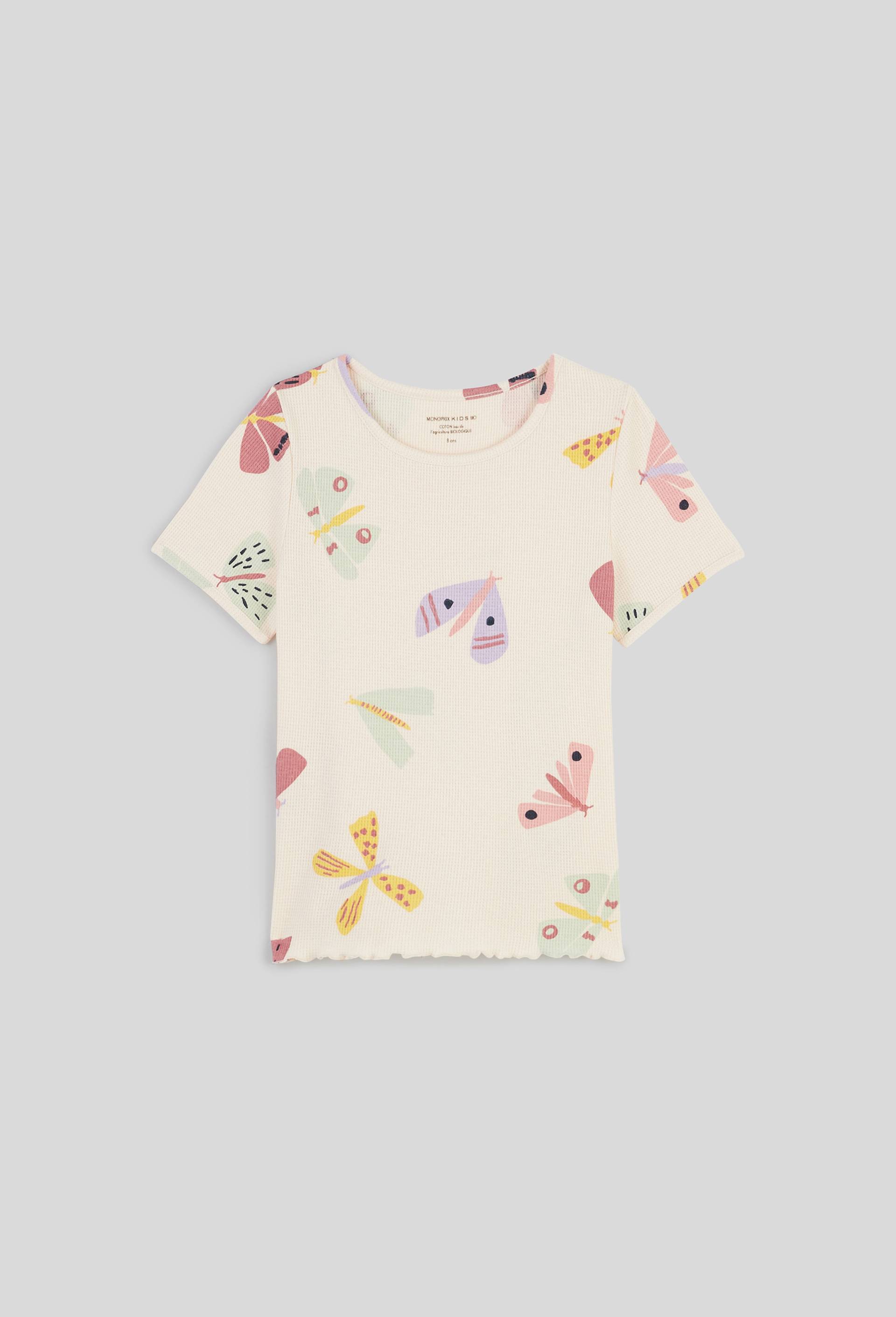 T-shirt imprimé manches courtes, coton BIO et Oeko-Tex, Beige clair, large image number 0