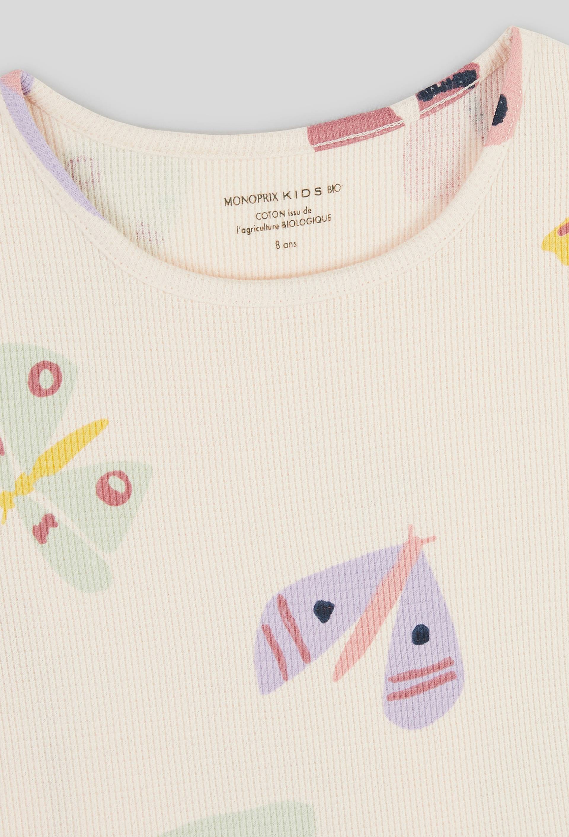 T-shirt imprimé manches courtes, coton BIO et Oeko-Tex, Beige clair, large image number 2