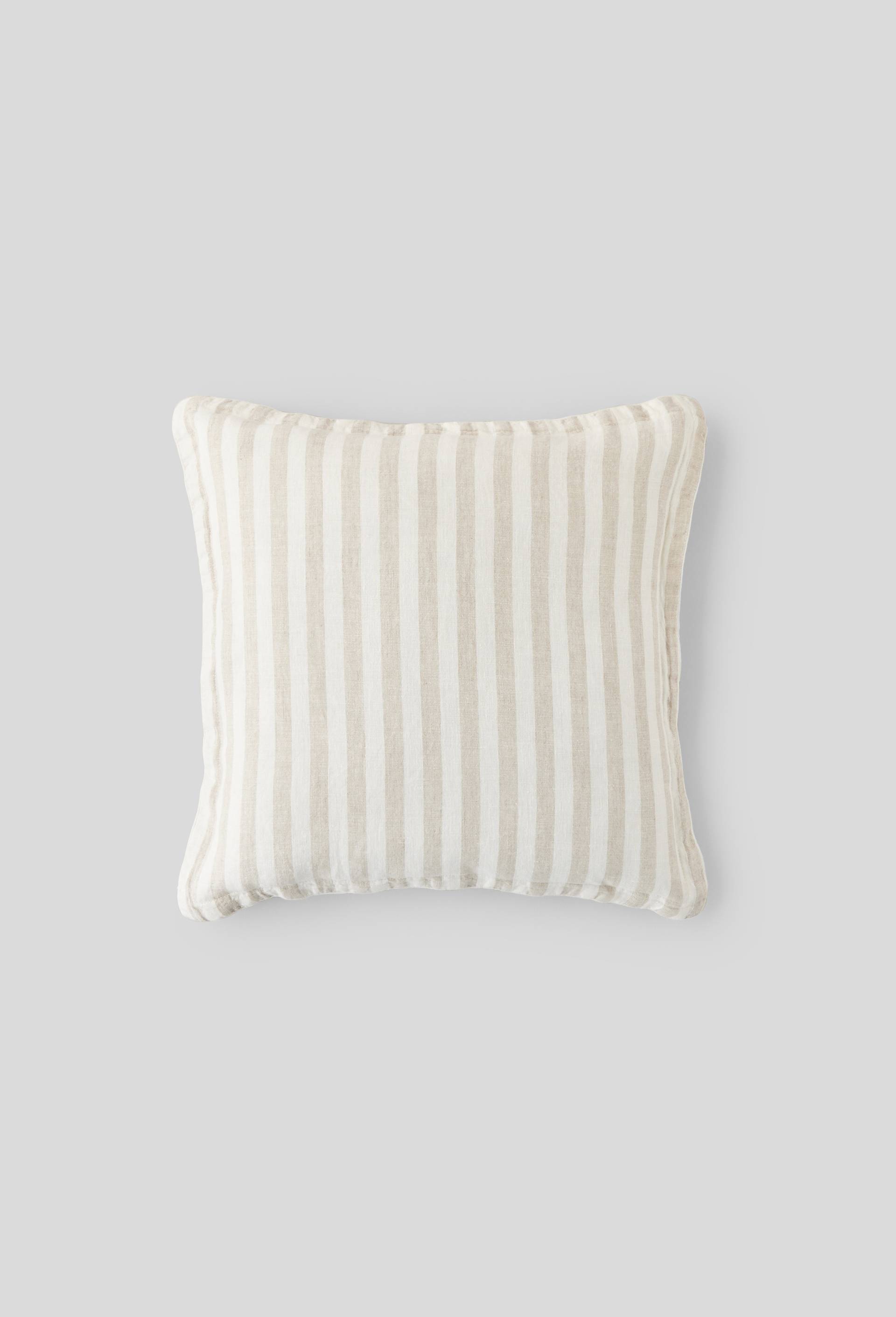 Housse coussin, piping offwhite, 45x45cm, lin., Beige clair, large image number 0