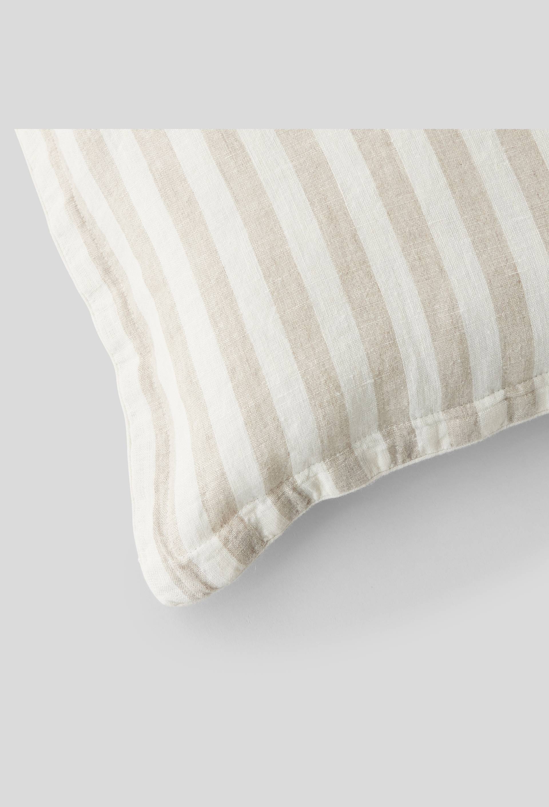 Housse coussin, piping offwhite, 45x45cm, lin., Beige clair, large image number 1