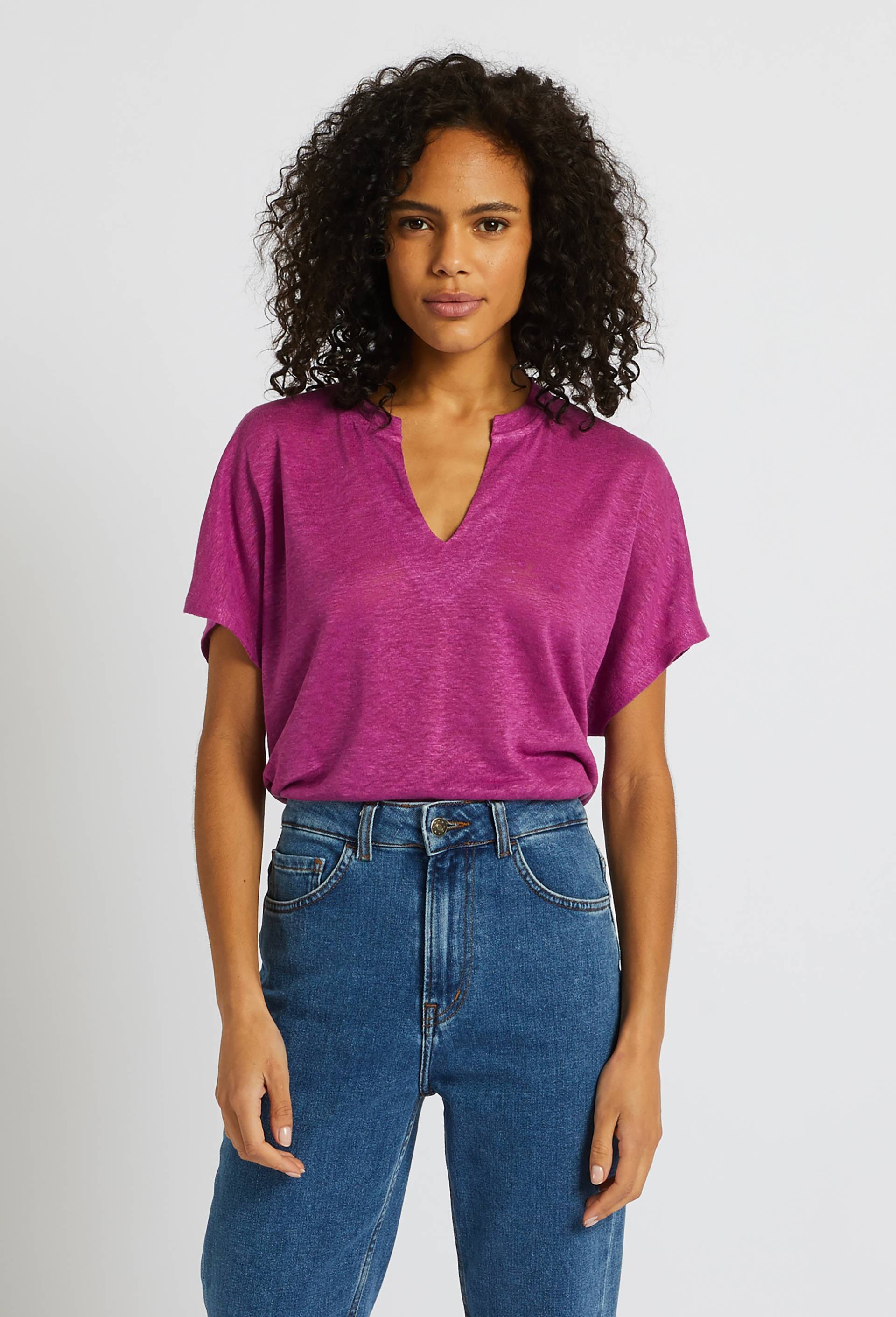 T-shirt à manches courtes uni, Violet, swatch image