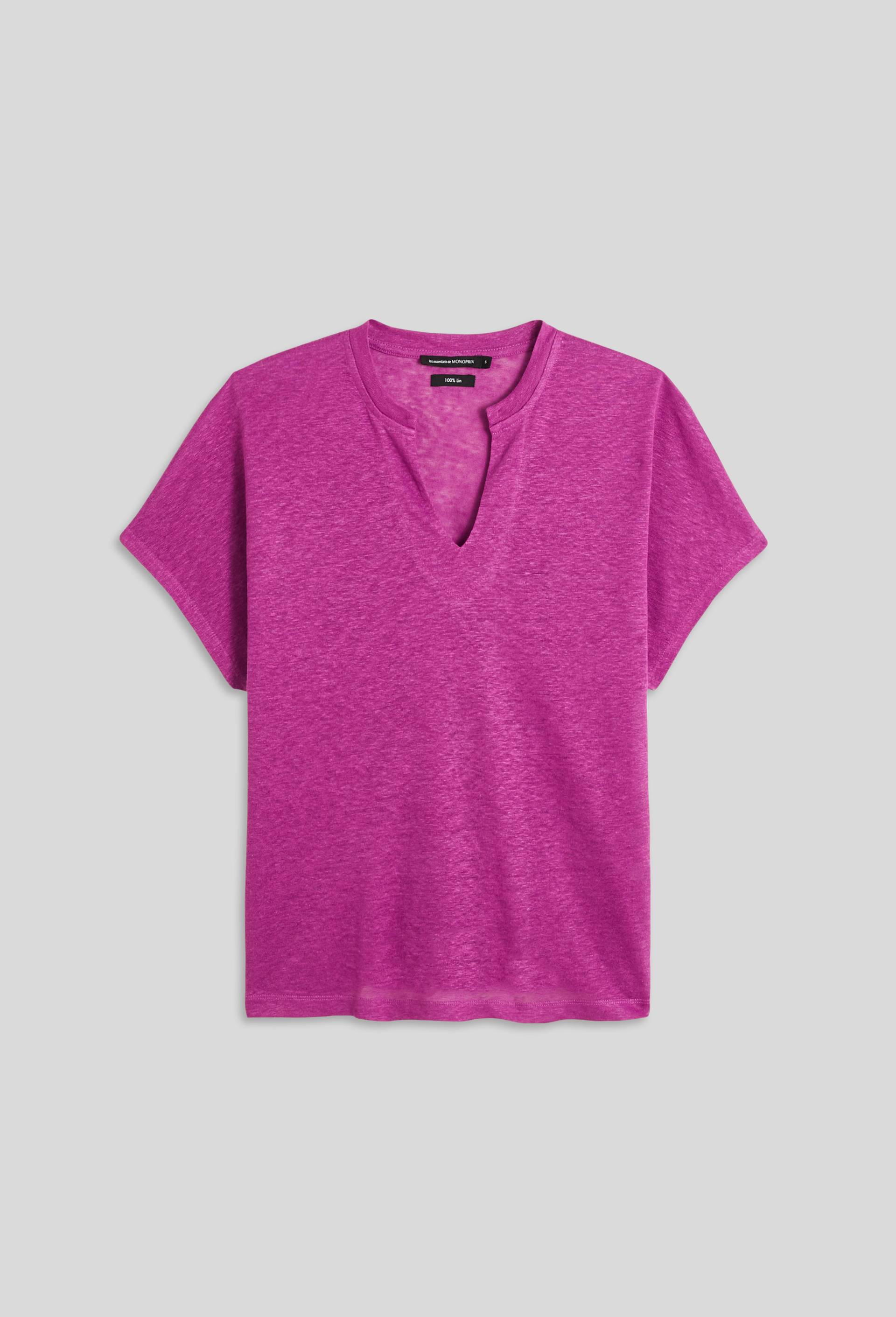 T-shirt à manches courtes uni, Violet, large image number 2.0