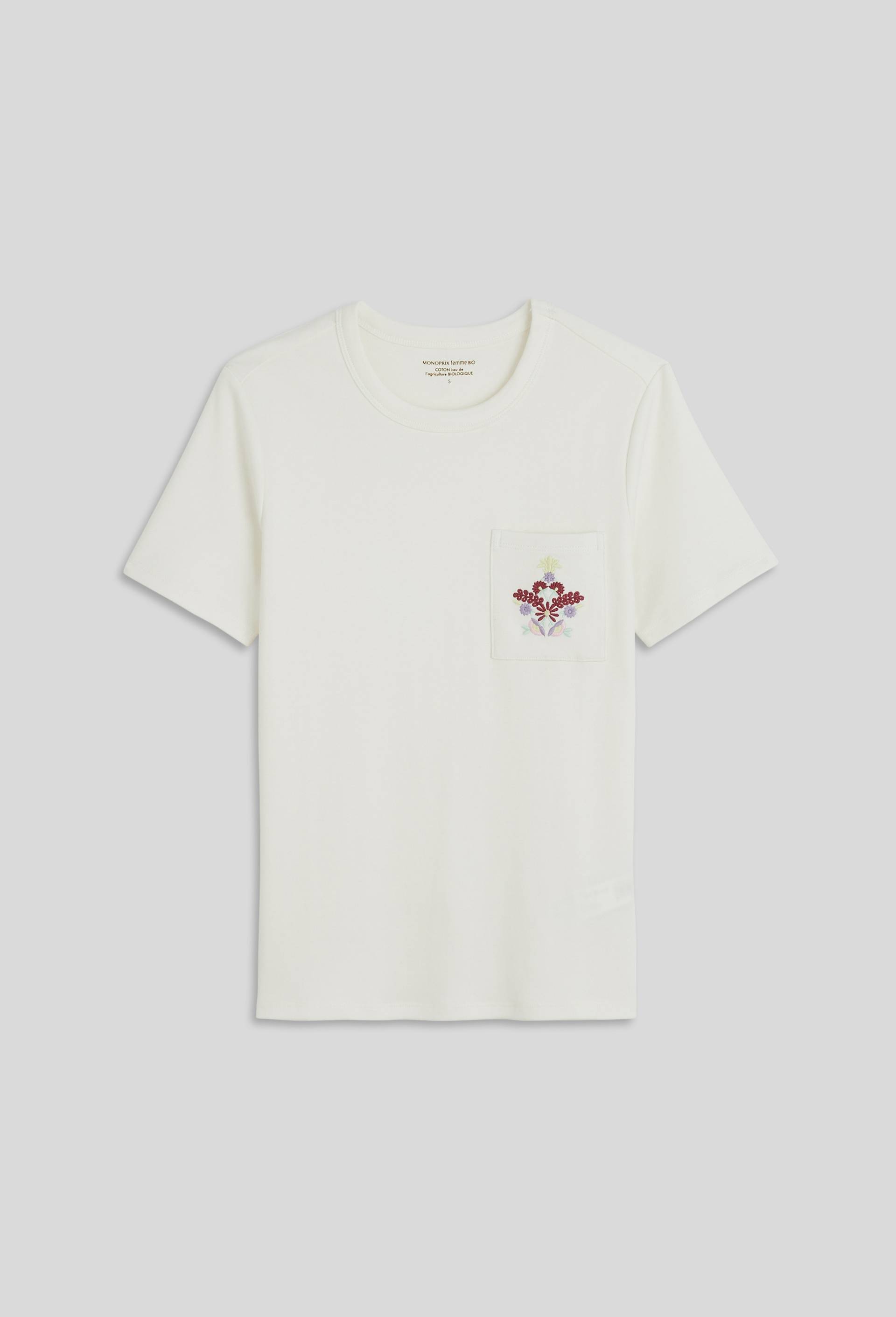 T.shirt brodé, en coton BIO, Ecru, large image number 2