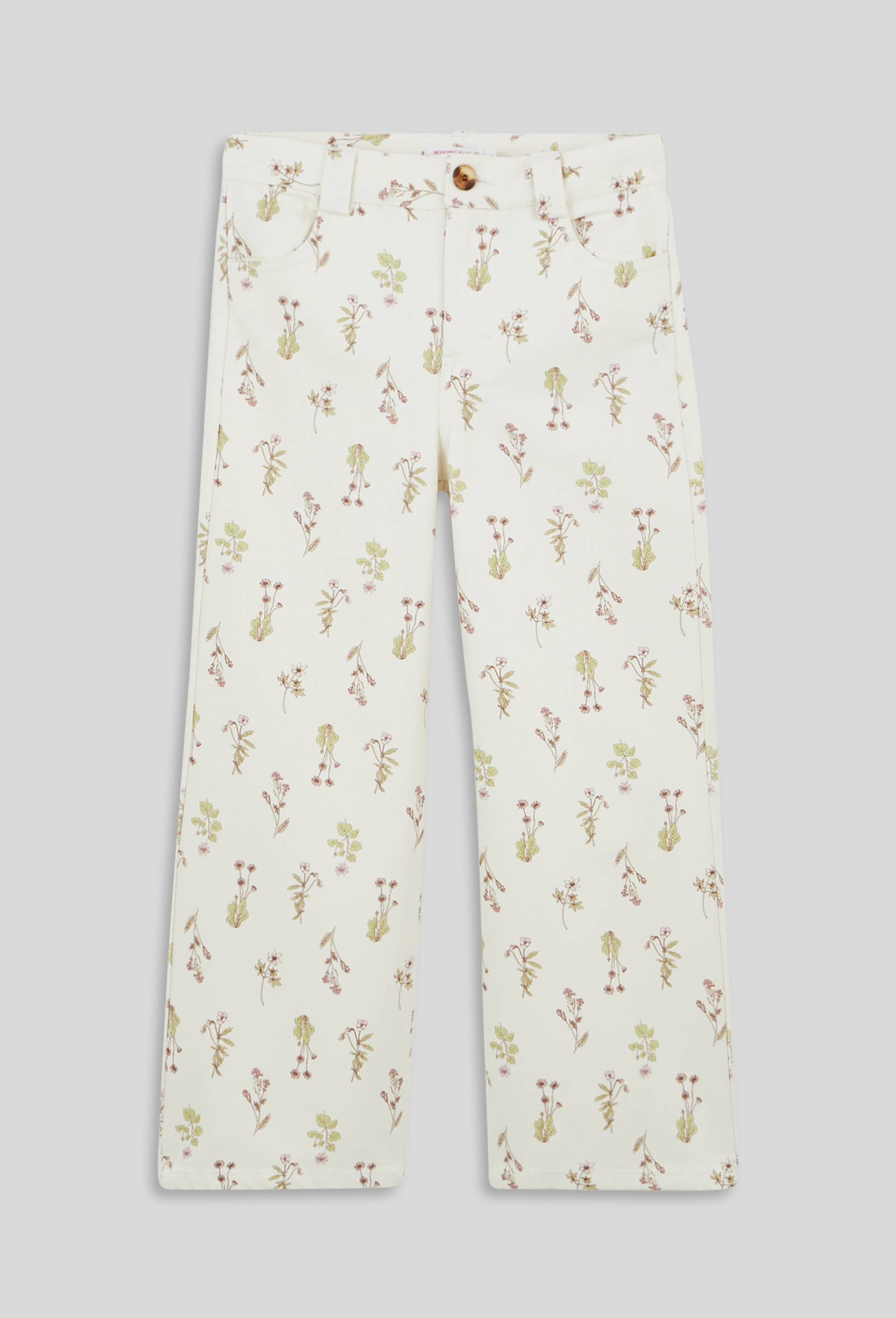 Pantalon imprimé en twill, Ecru, large image number 1