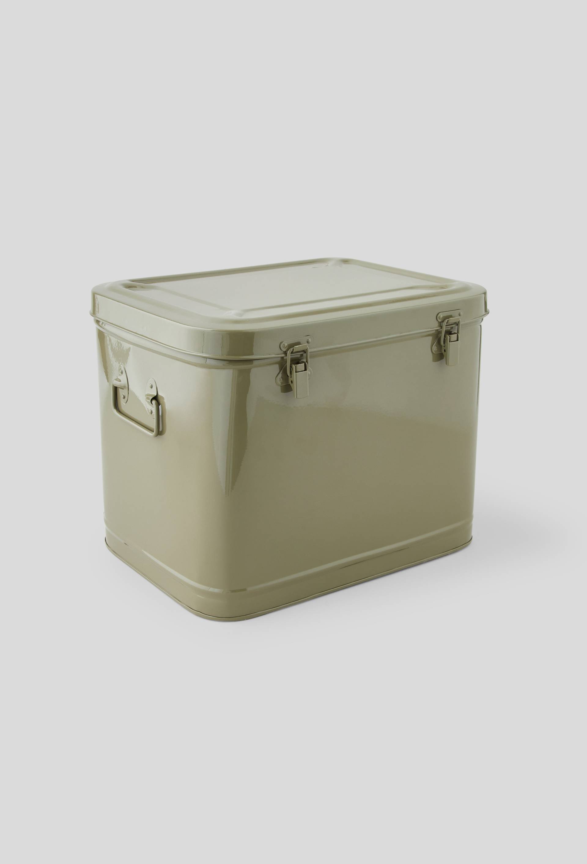 Malle de rangement, H37x28x30cm, en m&eacute;tal, Beige fonc&eacute;, large image number 0.0