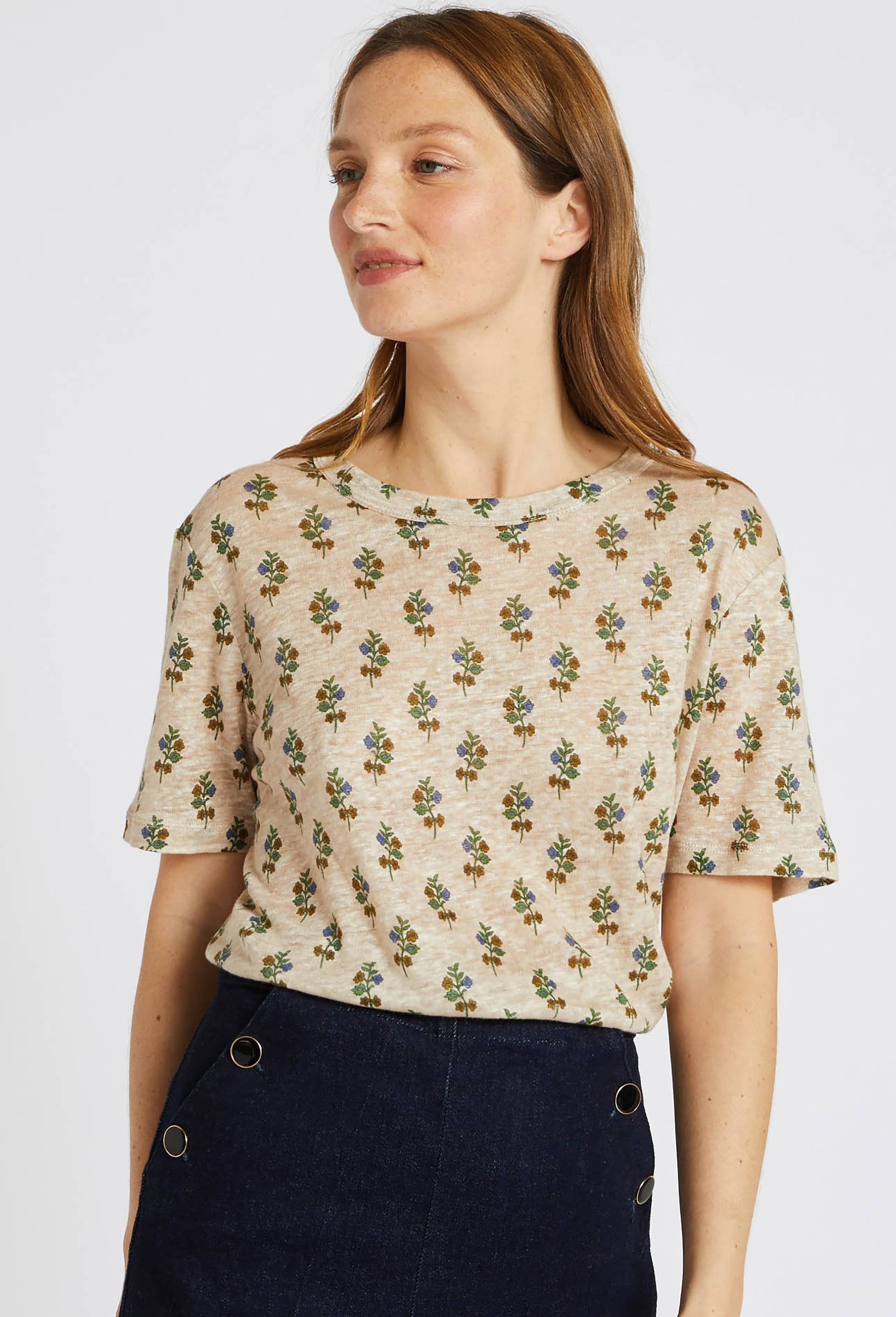 T.shirt imprimé en lin European Flax, Oeko-Tex, Beige clair, large image number 0