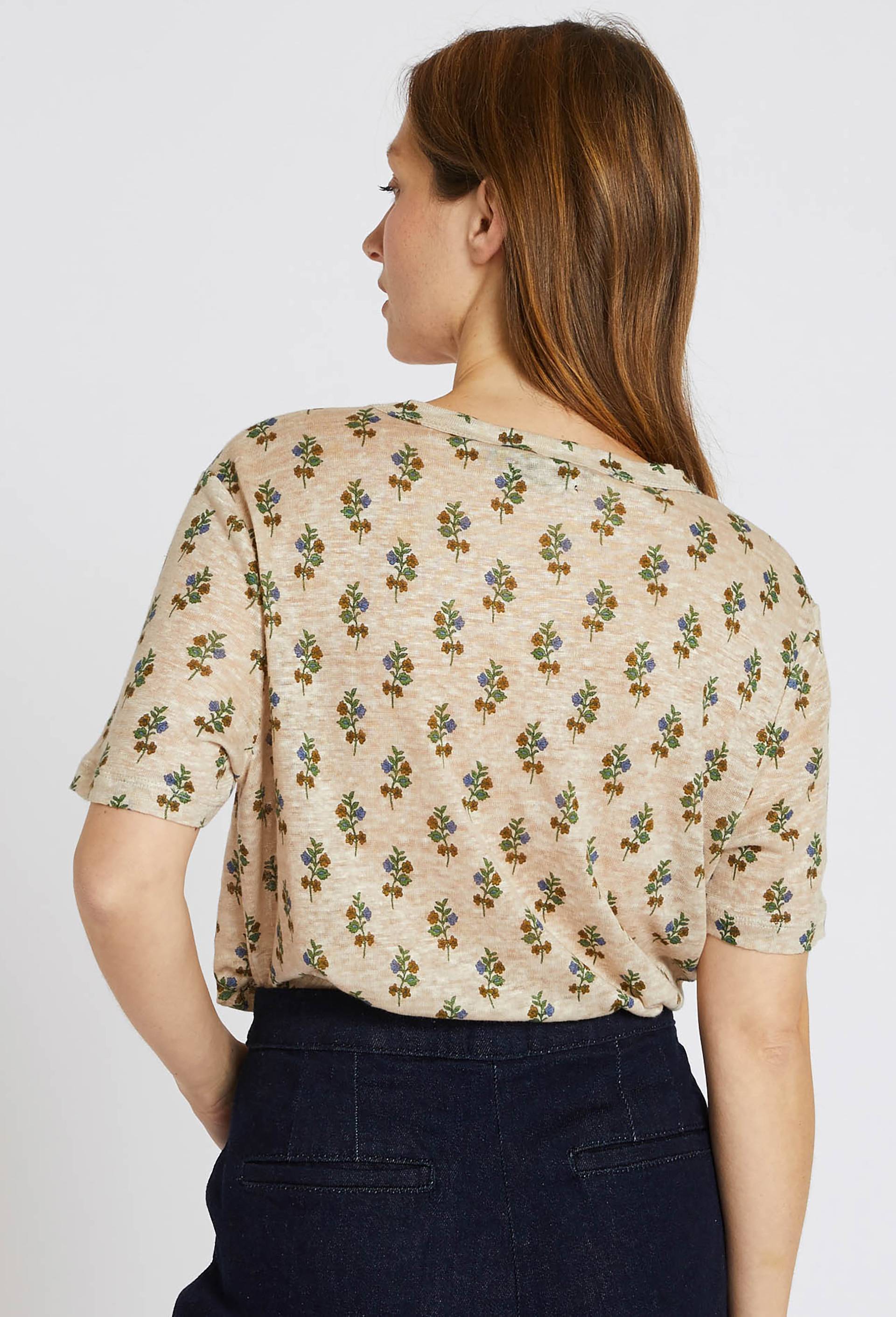 T.shirt imprimé en lin European Flax, Oeko-Tex, Beige clair, large image number 1