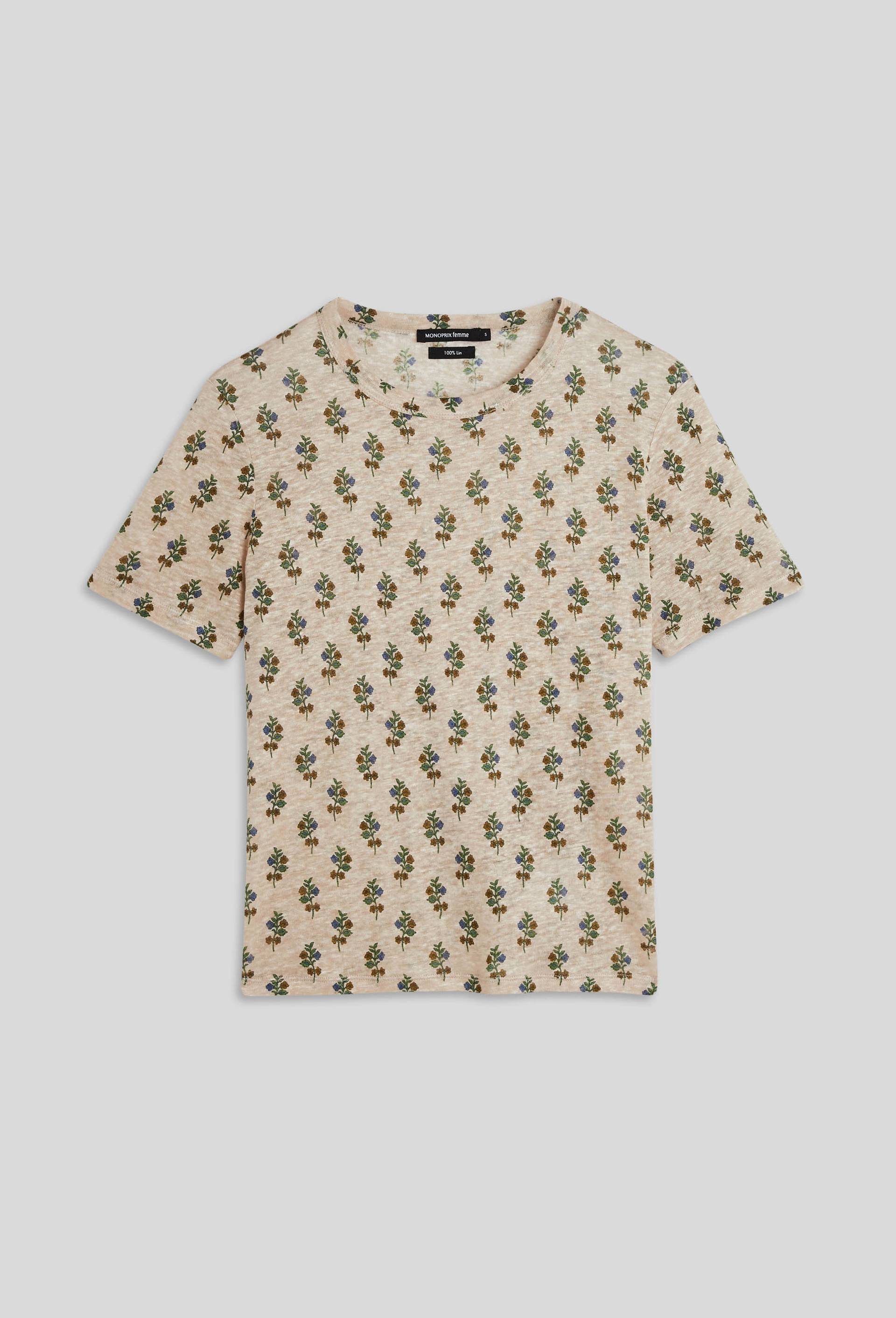 T.shirt imprimé en lin European Flax, Oeko-Tex, Beige clair, large image number 2