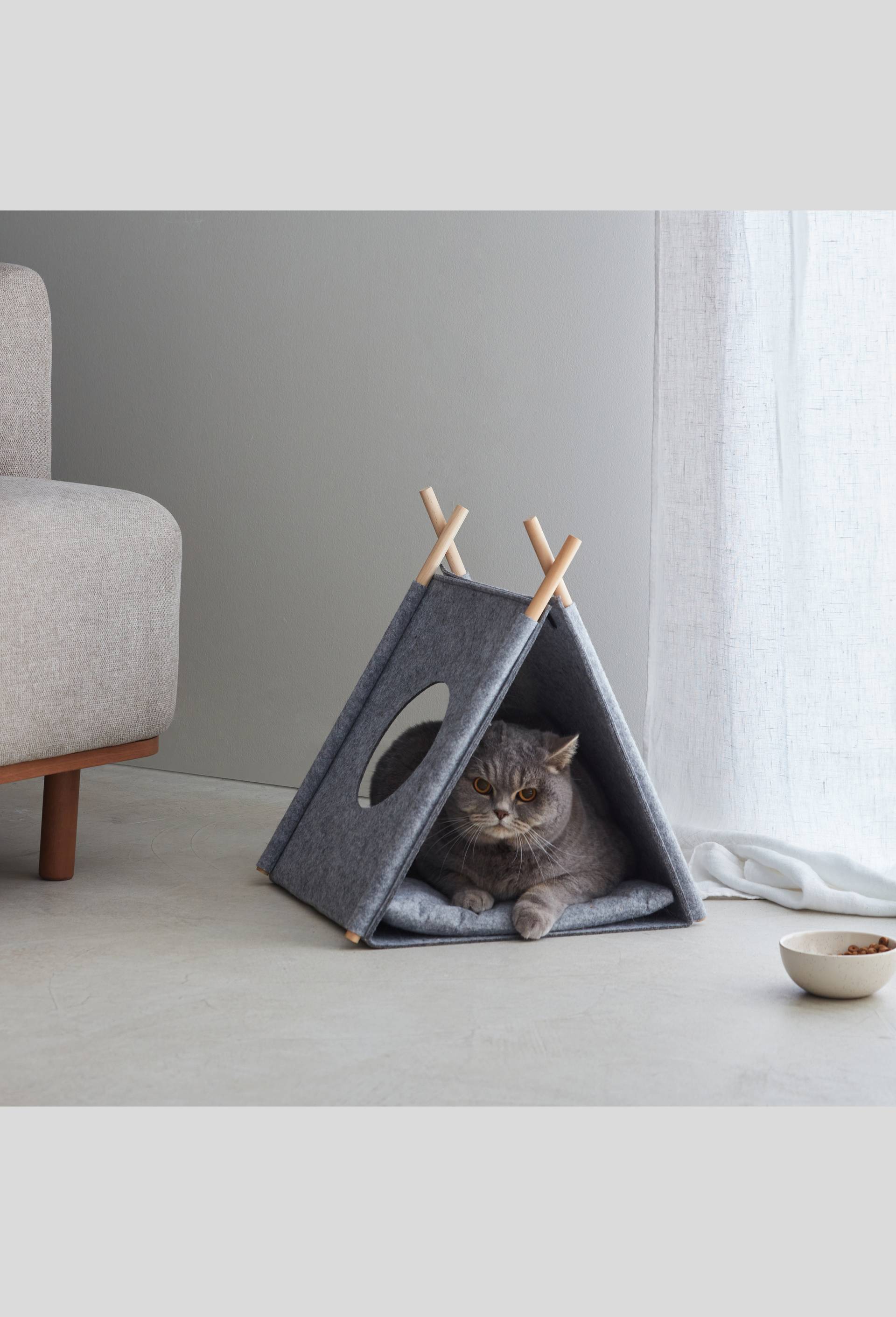 Tipi en feutrine pour animaux, Gris clair, large image number 2.0