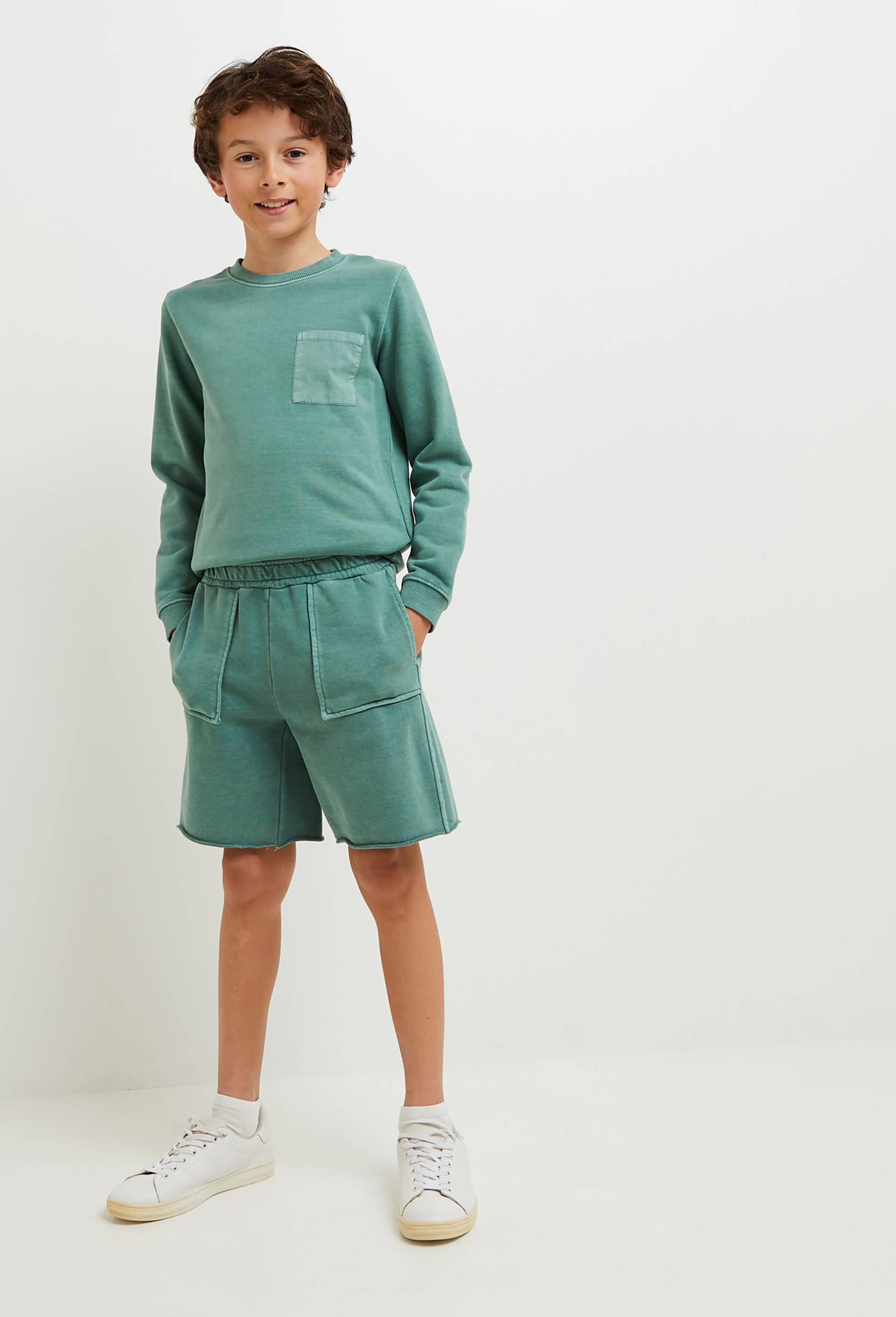 Short surteint confort avec détail empiècements poches et taille élastique, BIO, Vert clair, large image number 0