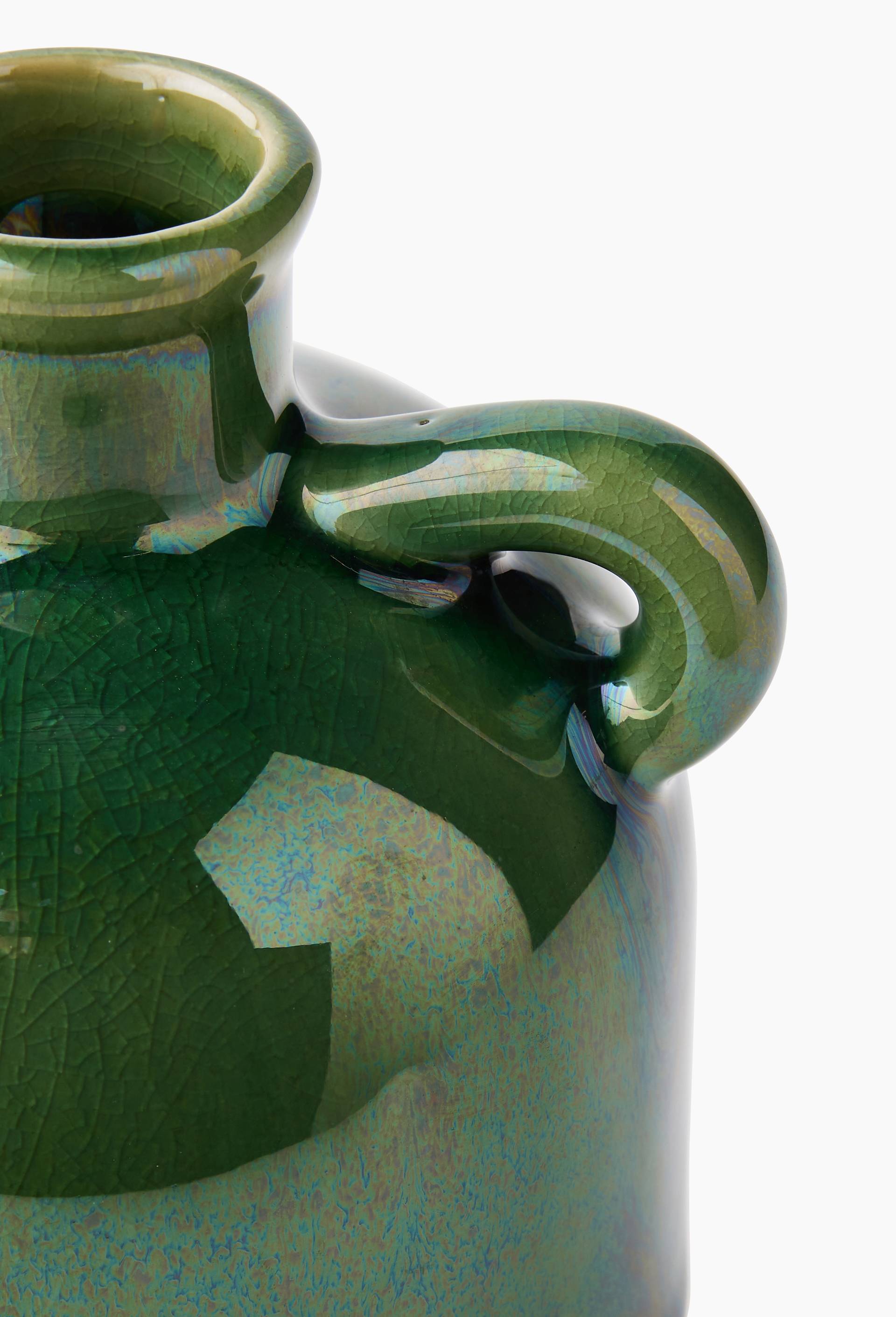 Vase soliflore avec poign&eacute;e,  11xH16cm, en c&eacute;ramique, Vert fonc&eacute;, large image number 1