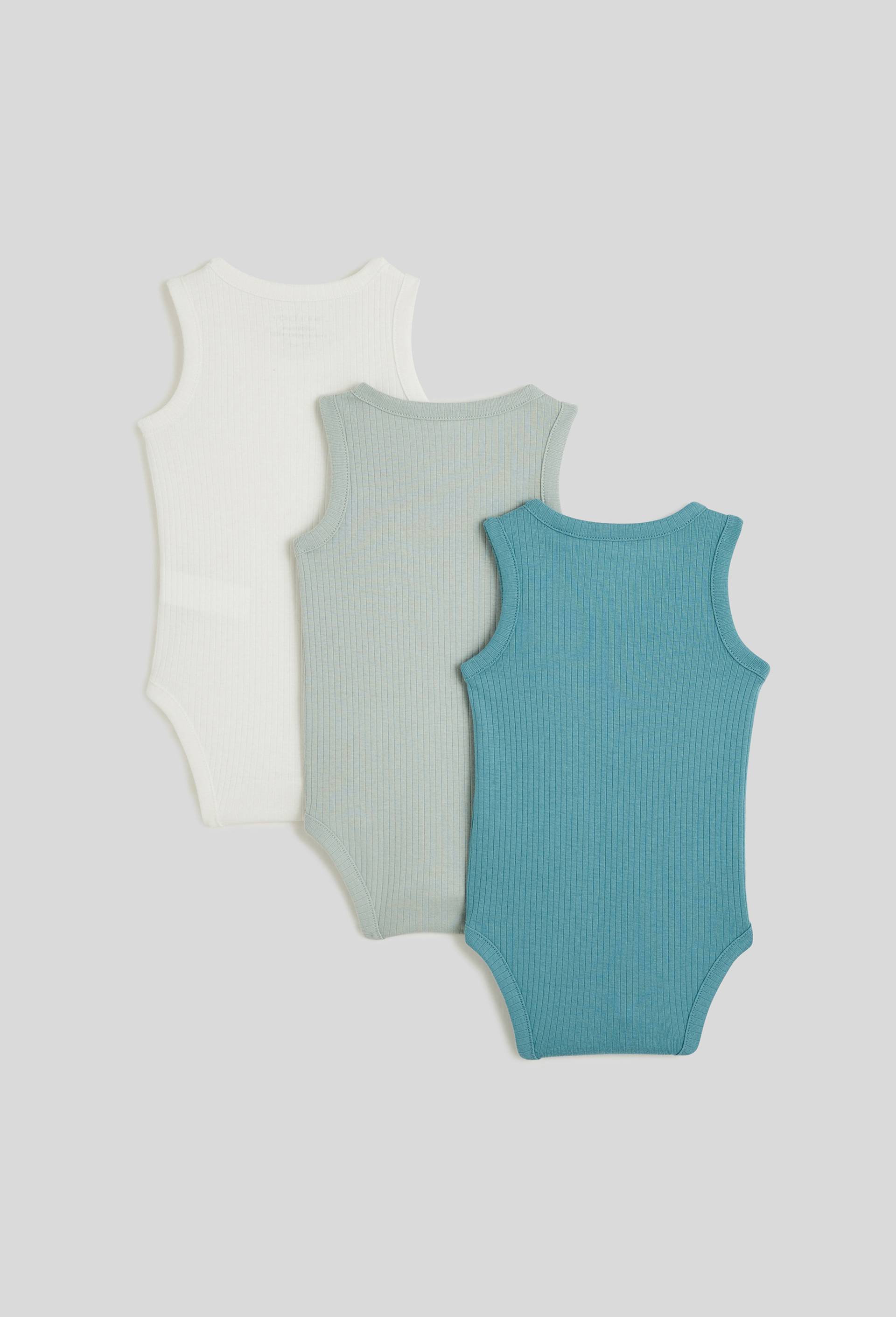 Lot de 3 bodies sans manches unis en coton BIO, Vert, large image number 1