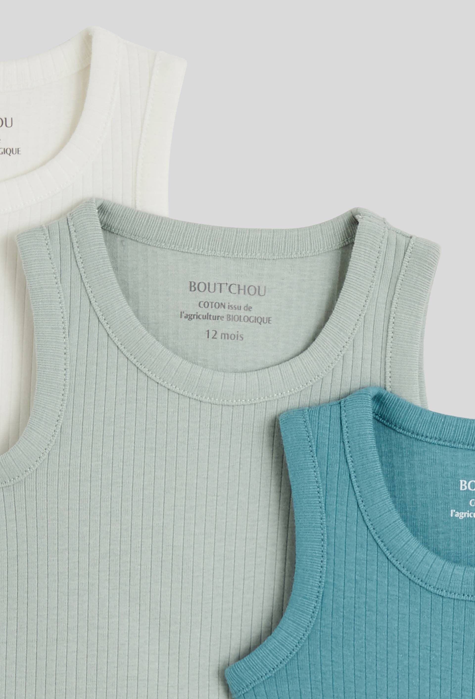 Lot de 3 bodies sans manches unis en coton BIO, Vert, large image number 2