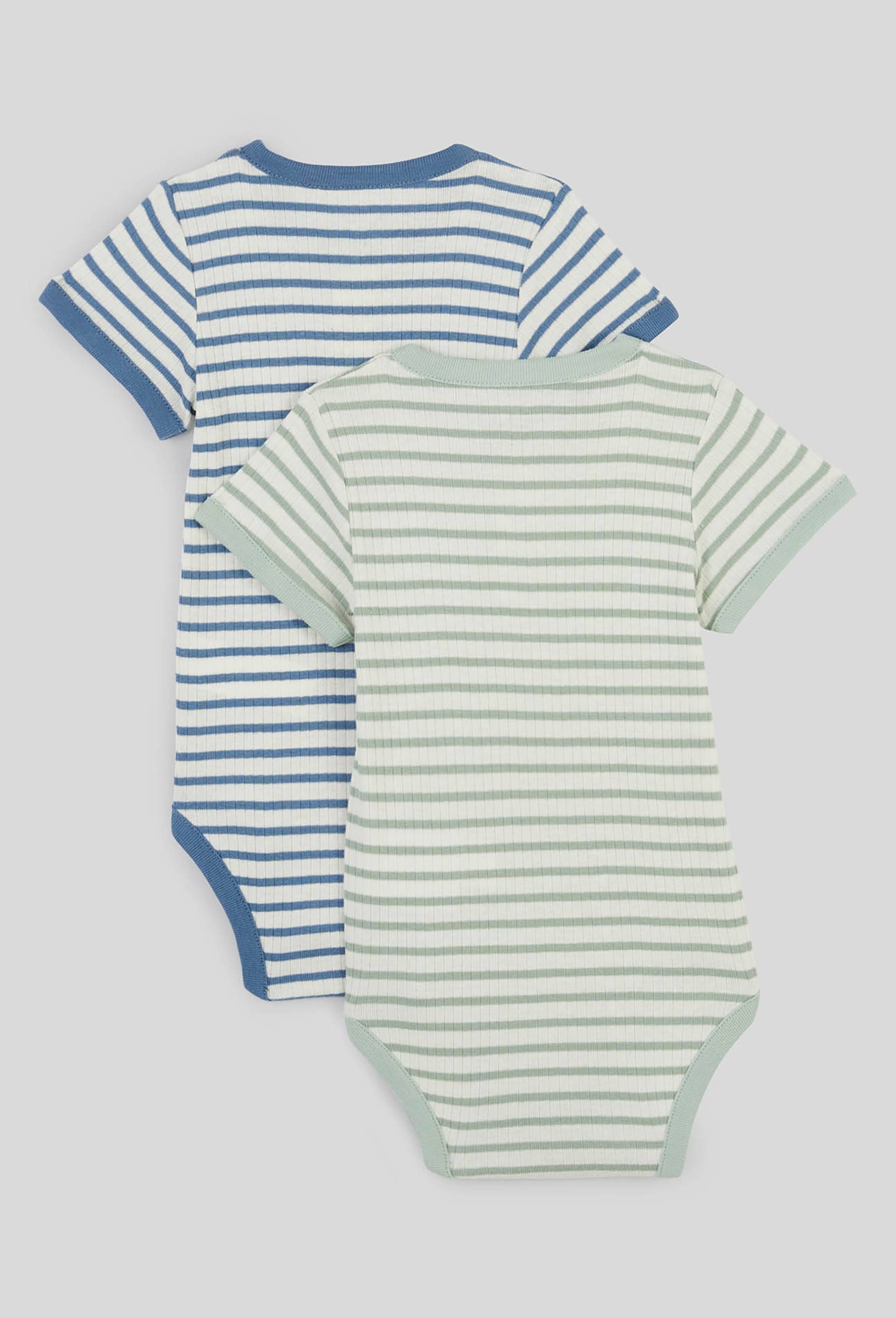 Lot de 2 bodies manches courtes en coton BIO, certifié OEKO-TEX, Bleu, large image number 1