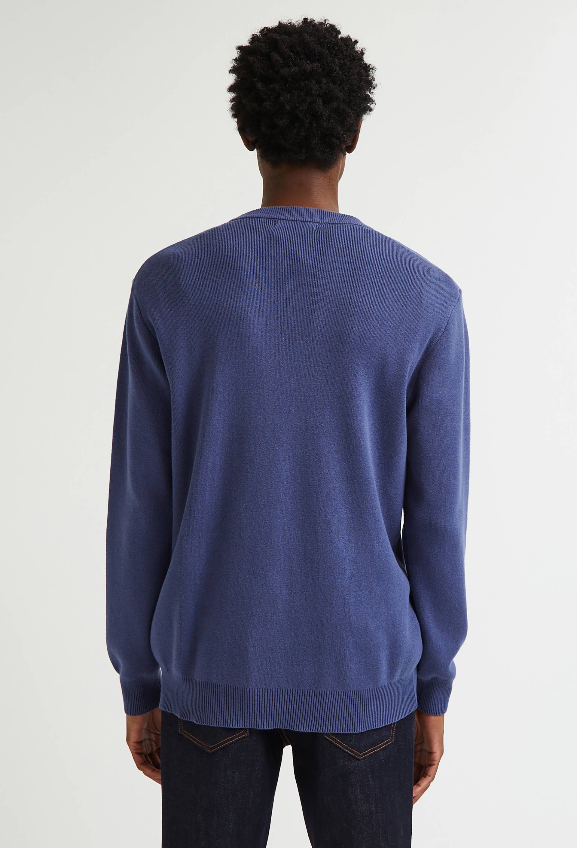 Pull en coton et cachemire avec des patchs épaule, Oekotex, Bleu foncé, large image number 1.0