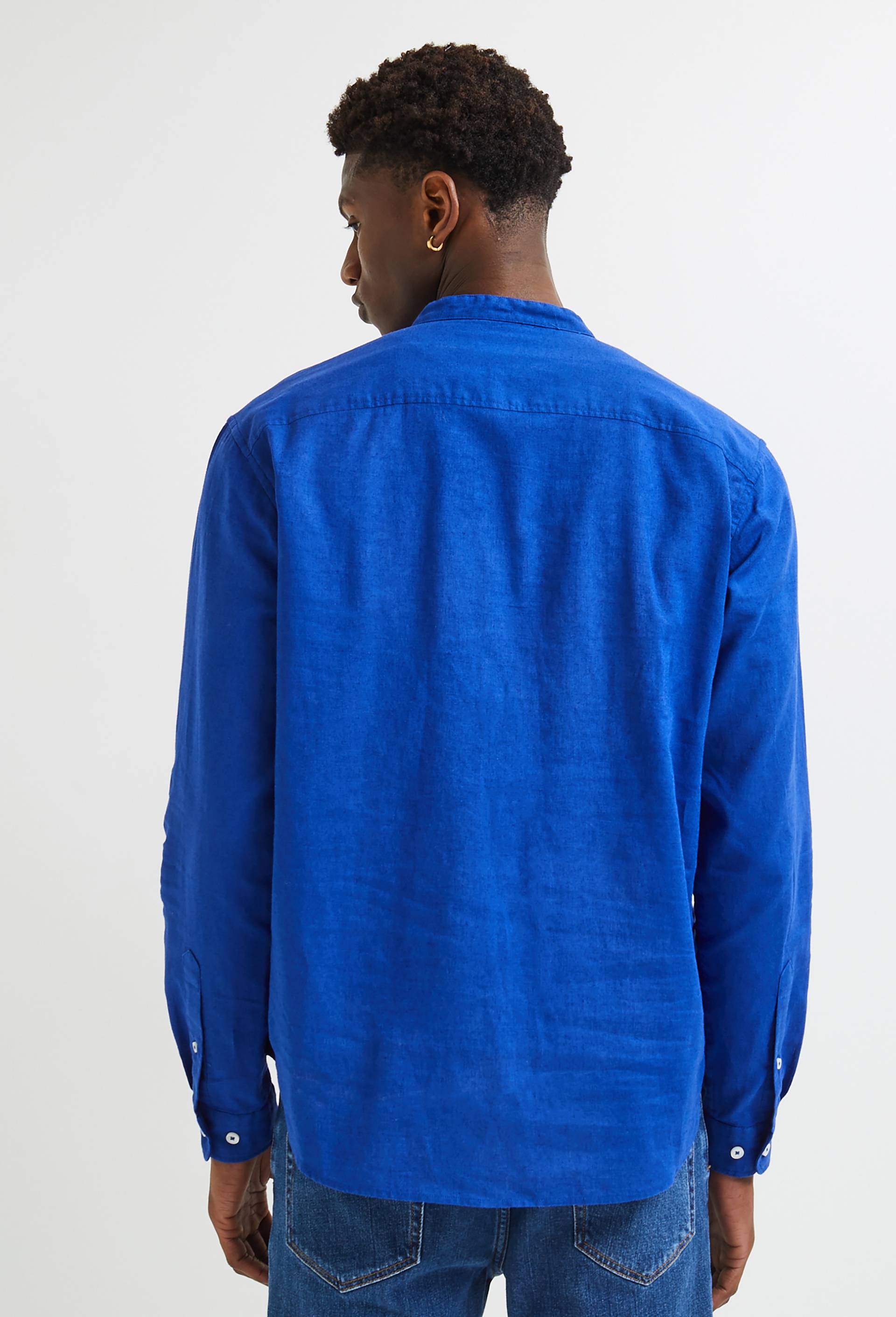 Chemise vareuse en lin et coton, Oeko-tex, Bleu foncé, large image number 1.0