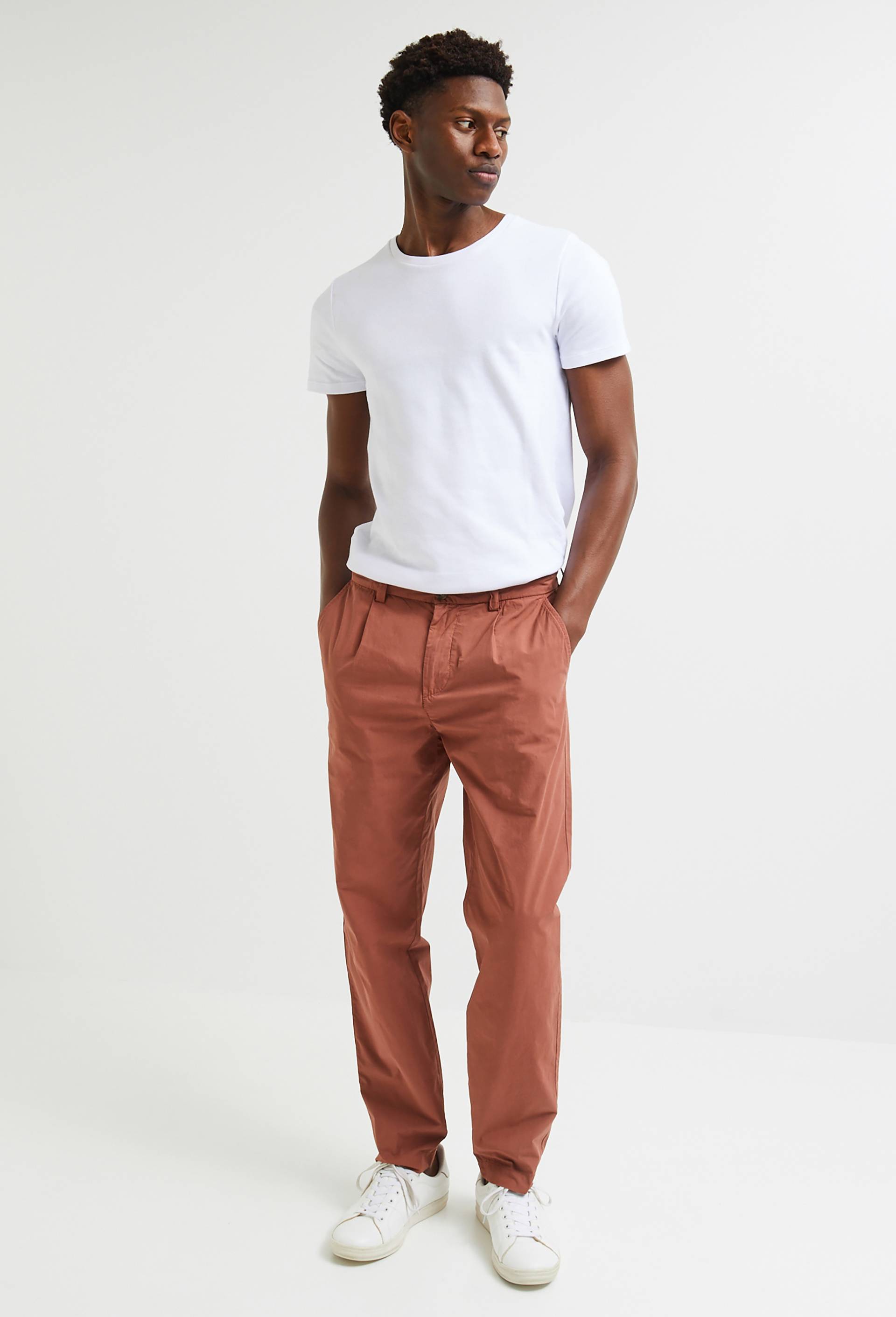 Pantalon en coton popeline, Oeko-tex, Brun, large image number 0