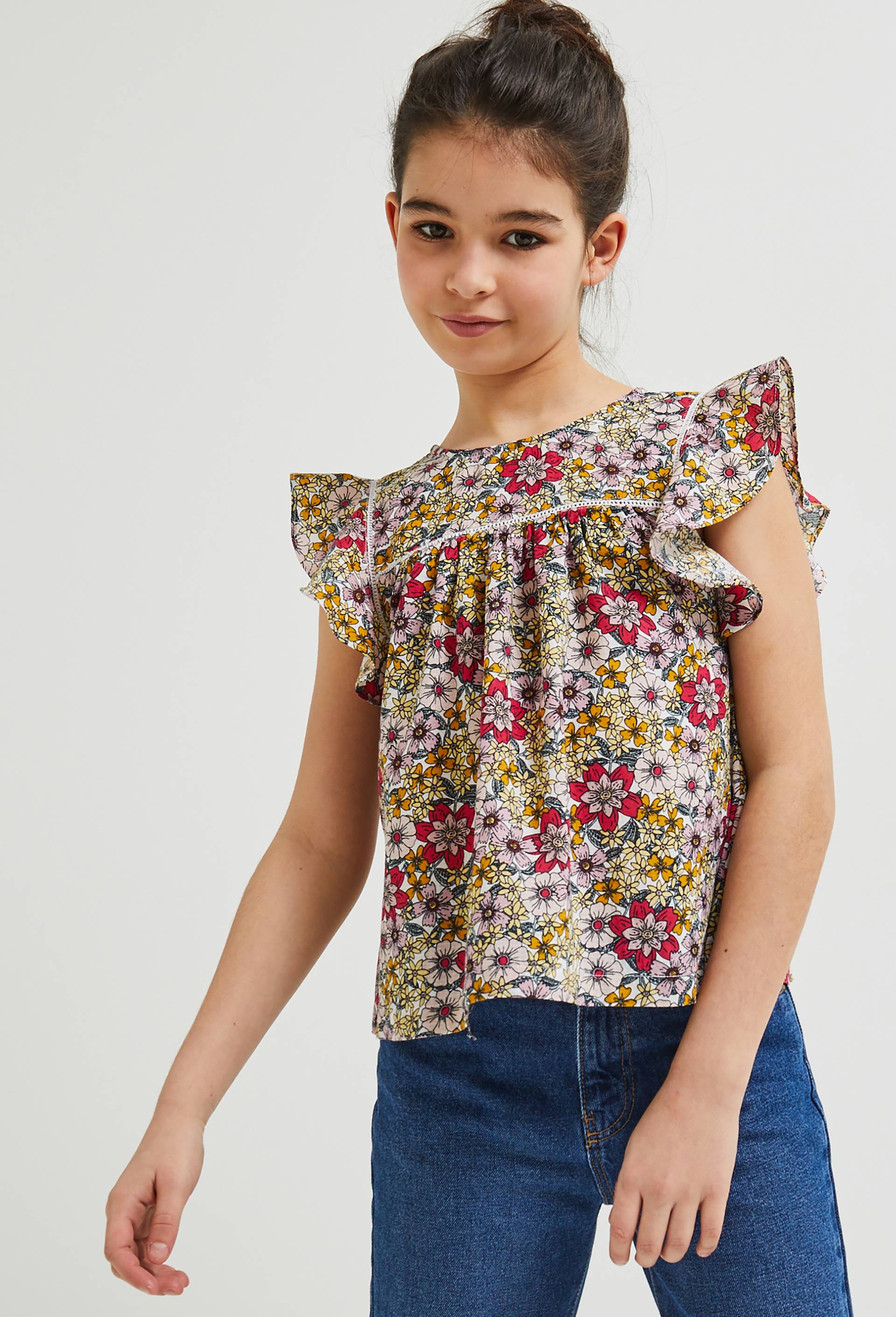 Blouse imprimée en coton, coton BIO et Oeko-Tex, Beige clair, large image number 0