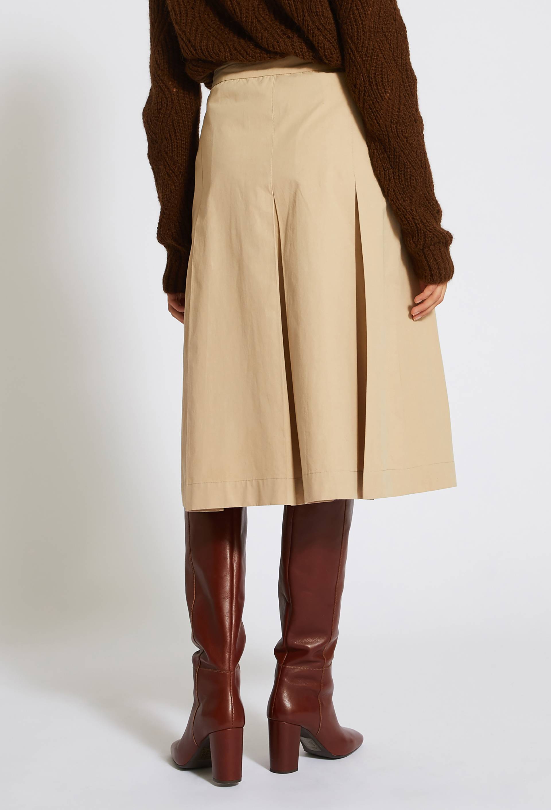 Jupe midi boutonnée coton, oekotex, Beige, large image number 1