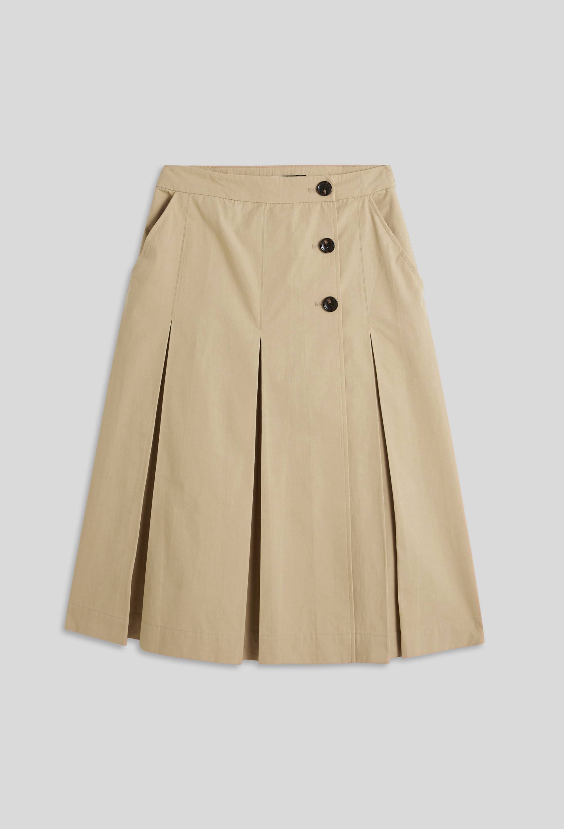 Jupe midi boutonnée coton, oekotex, Beige, large image number 2