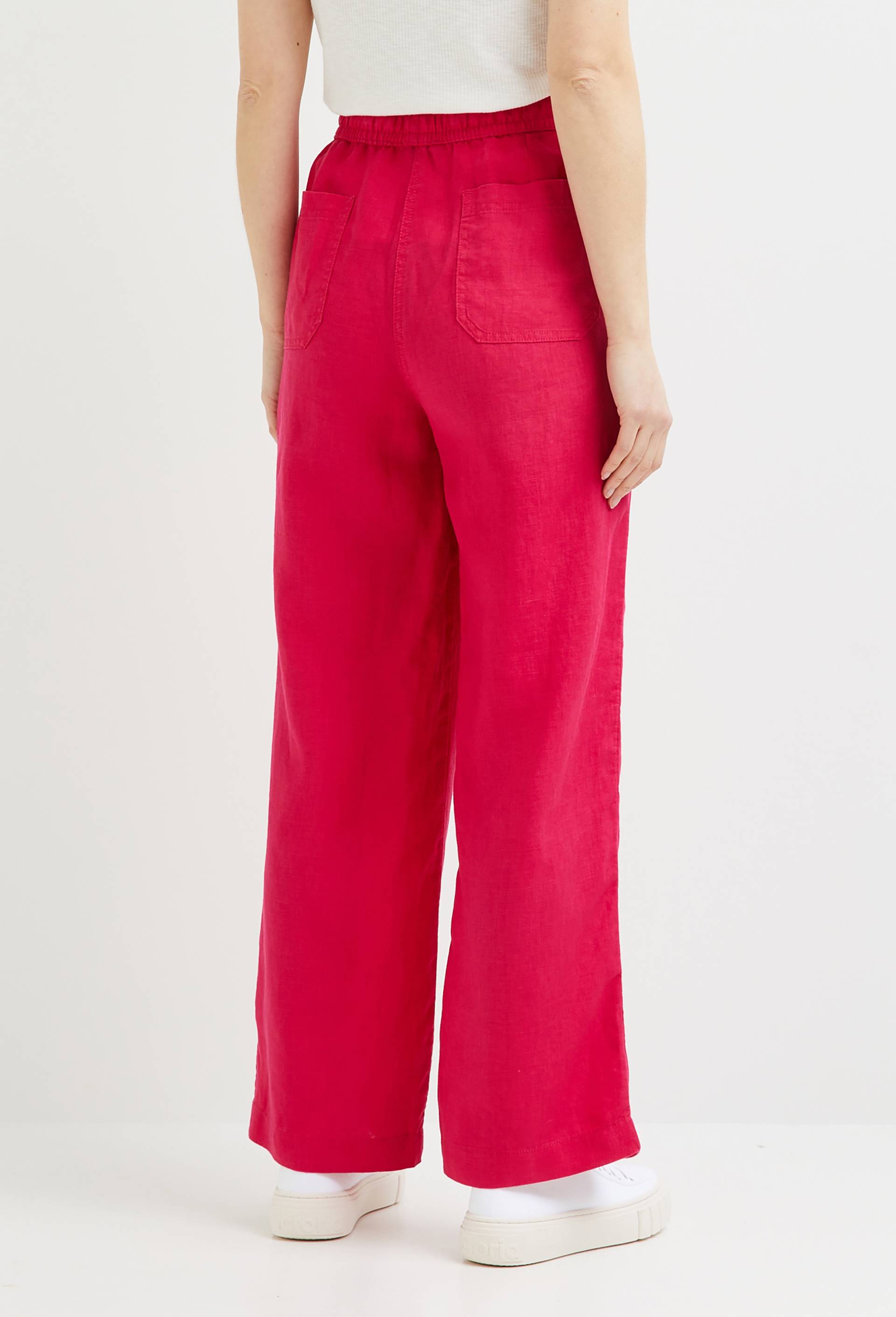 Pantalon taille élastiquée en lin, certifié European Flax, Rose foncé, large image number 1.0