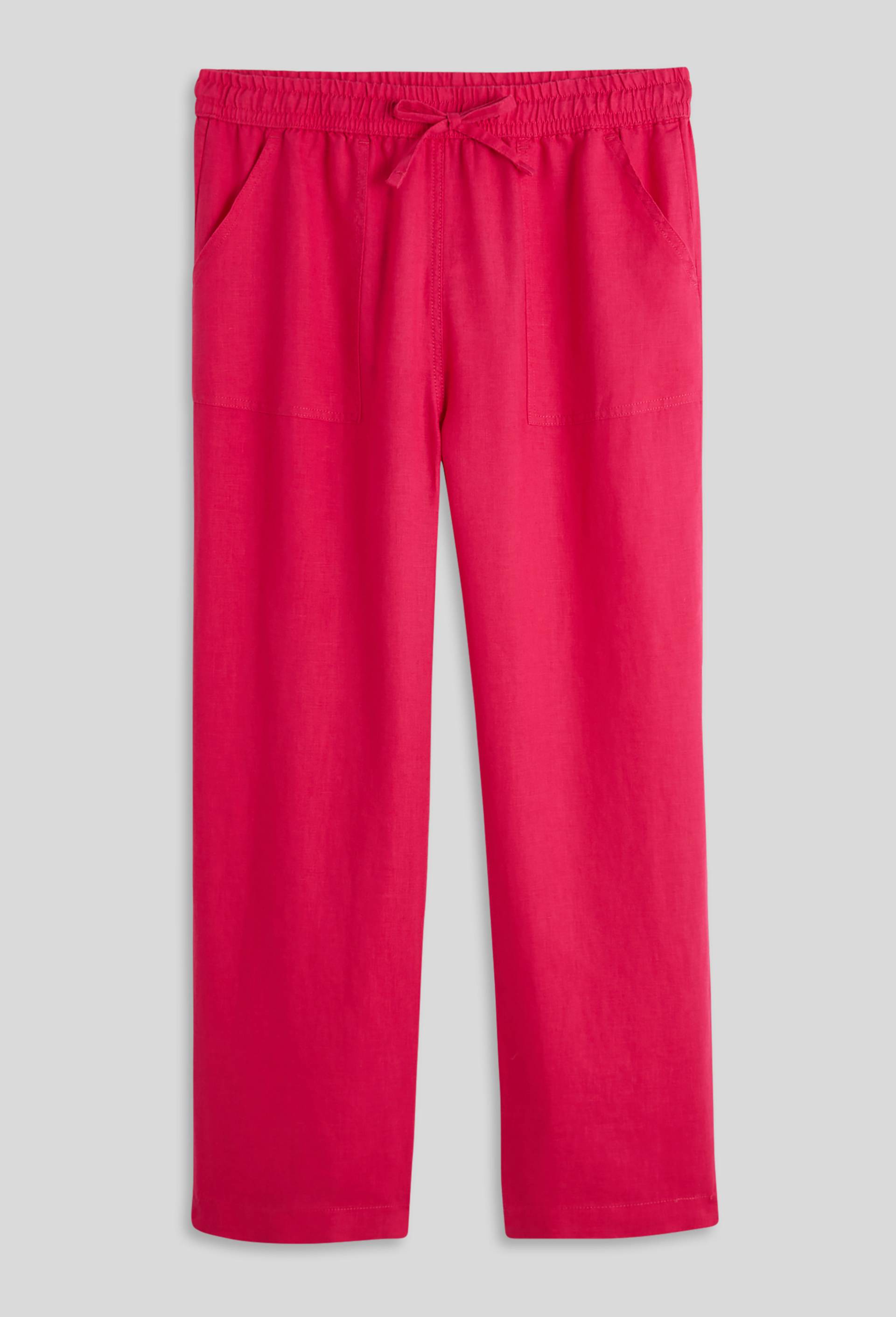 Pantalon taille élastiquée en lin, certifié European Flax, Rose foncé, large image number 2.0