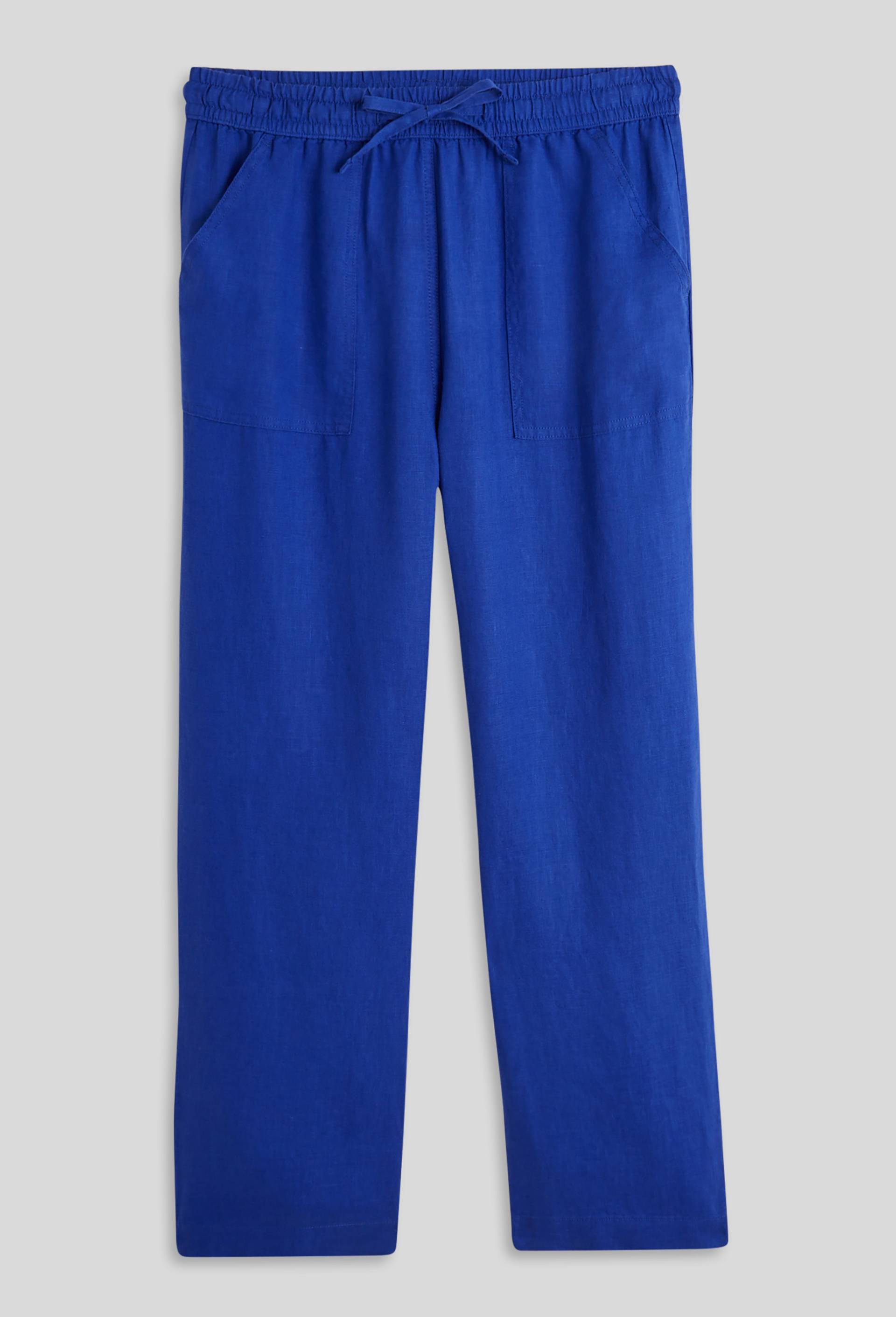 Pantalon taille élastiquée en lin, certifié European Flax, BLEU, large image number 2