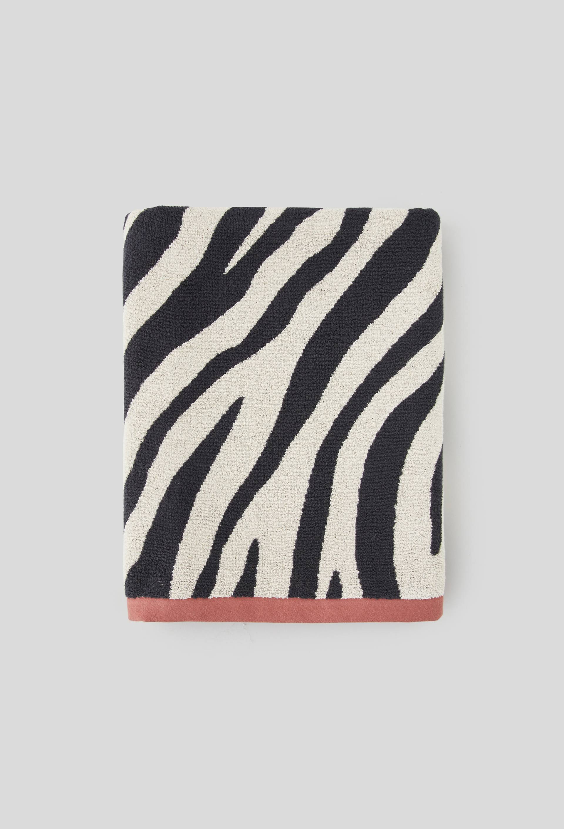 Drap de plage à motif zébré, 100x180cm, 100% coton bio, oekotex, Rouge foncé, large image number 0.0