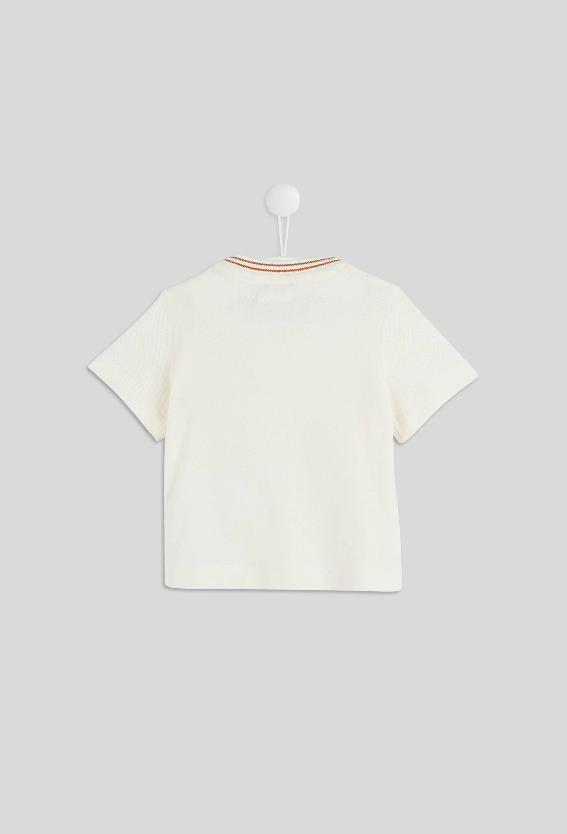 T-shirt manches courtes uni en piqué de coton BIO GOTS, Ecru, large image number 1