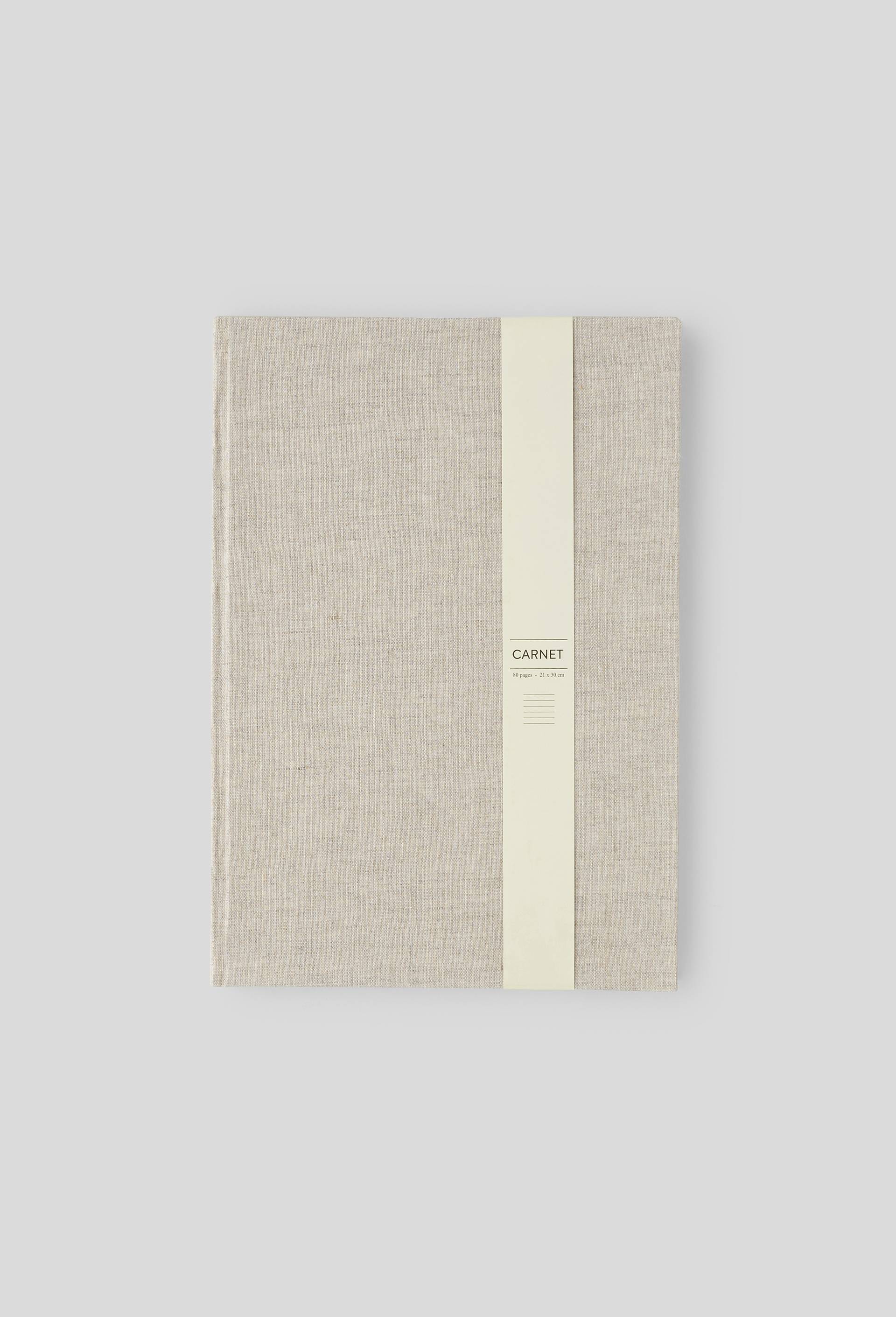 Carnet A4 en lin, Brun clair, large image number 0