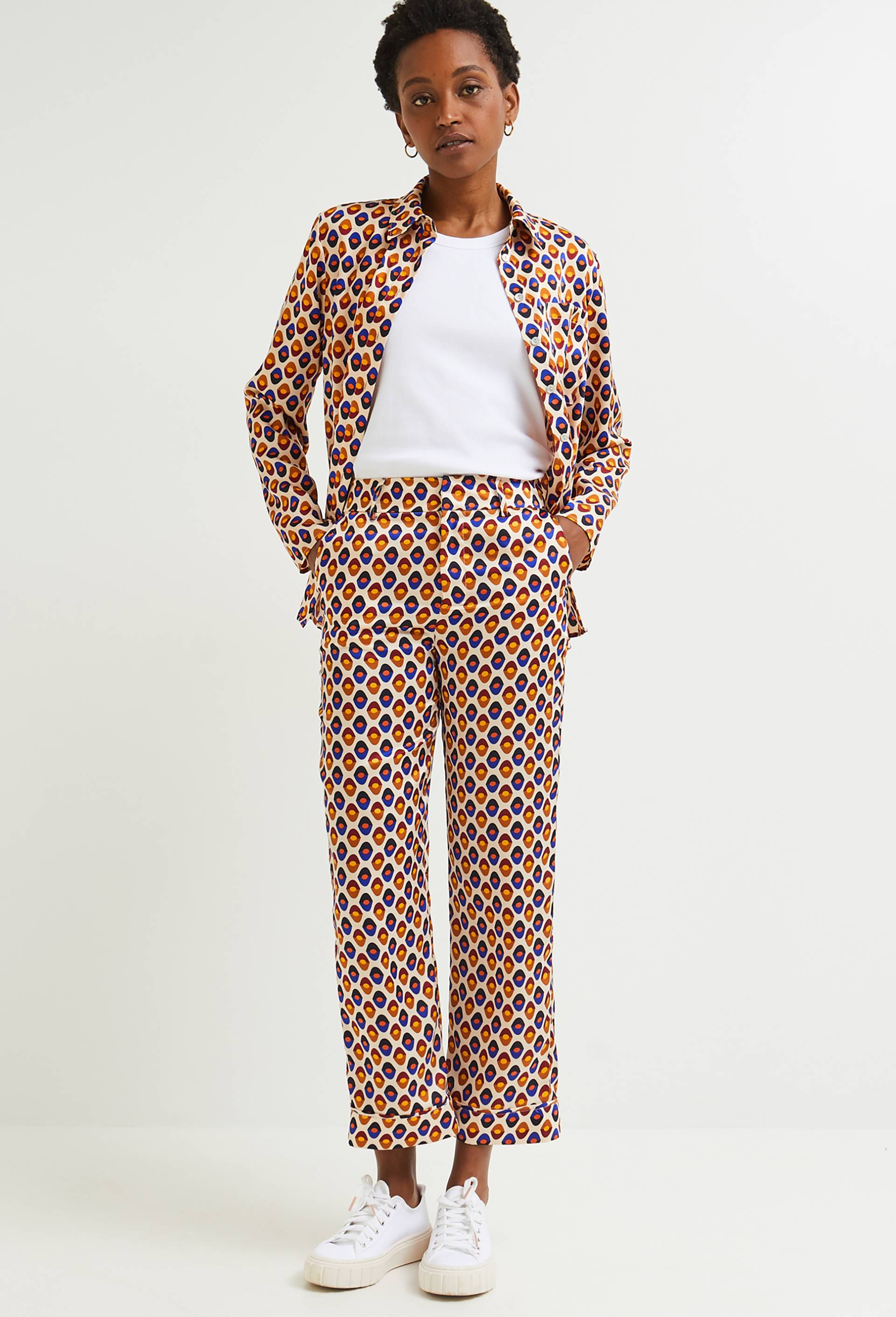 Pantalon large imprimé, Oeko-Tex, Beige clair, large image number 0