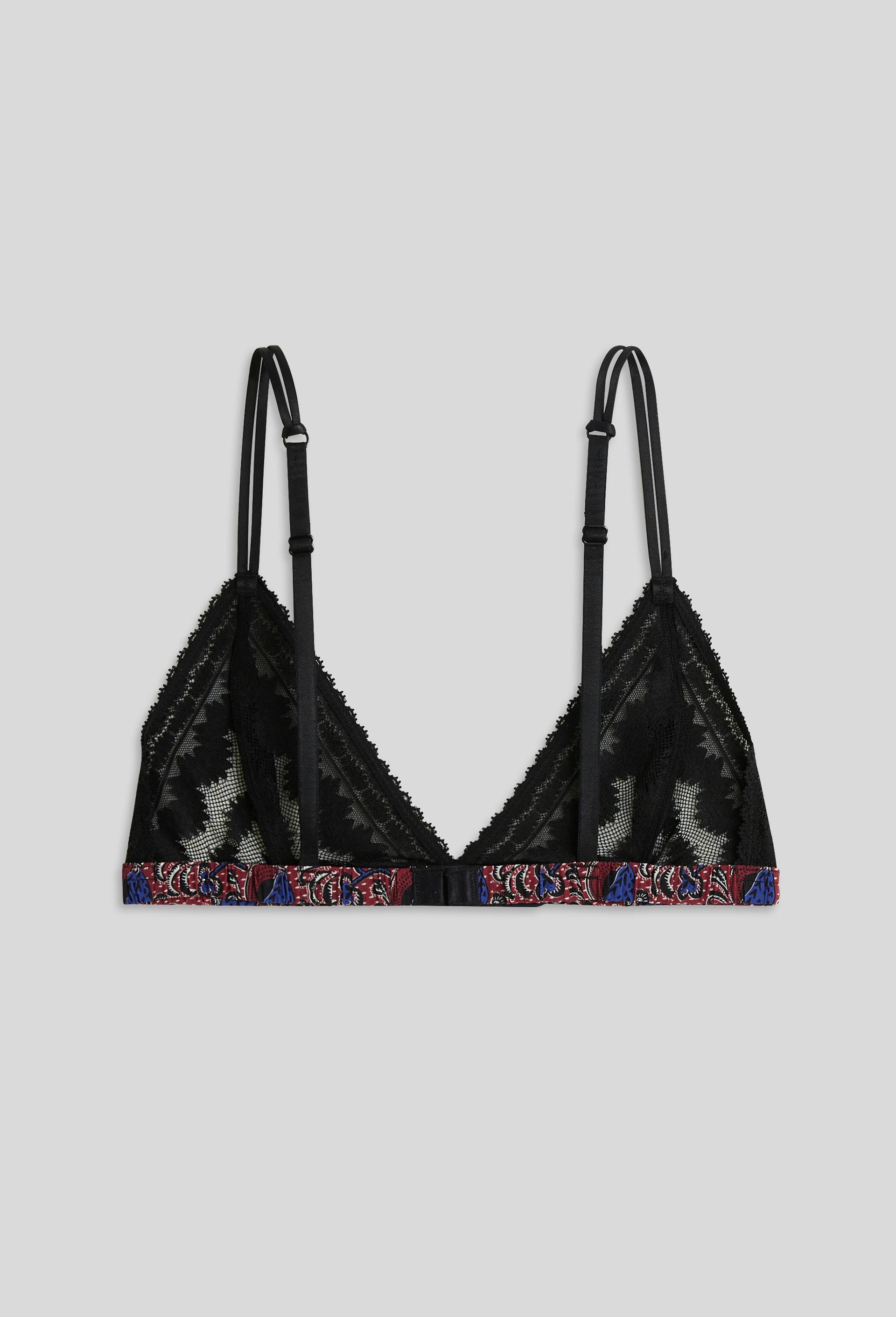 Soutien-gorge triangle IMANY en dentelle et microfibre imprimée, Oeko-Tex, Noir, large image number 1.0