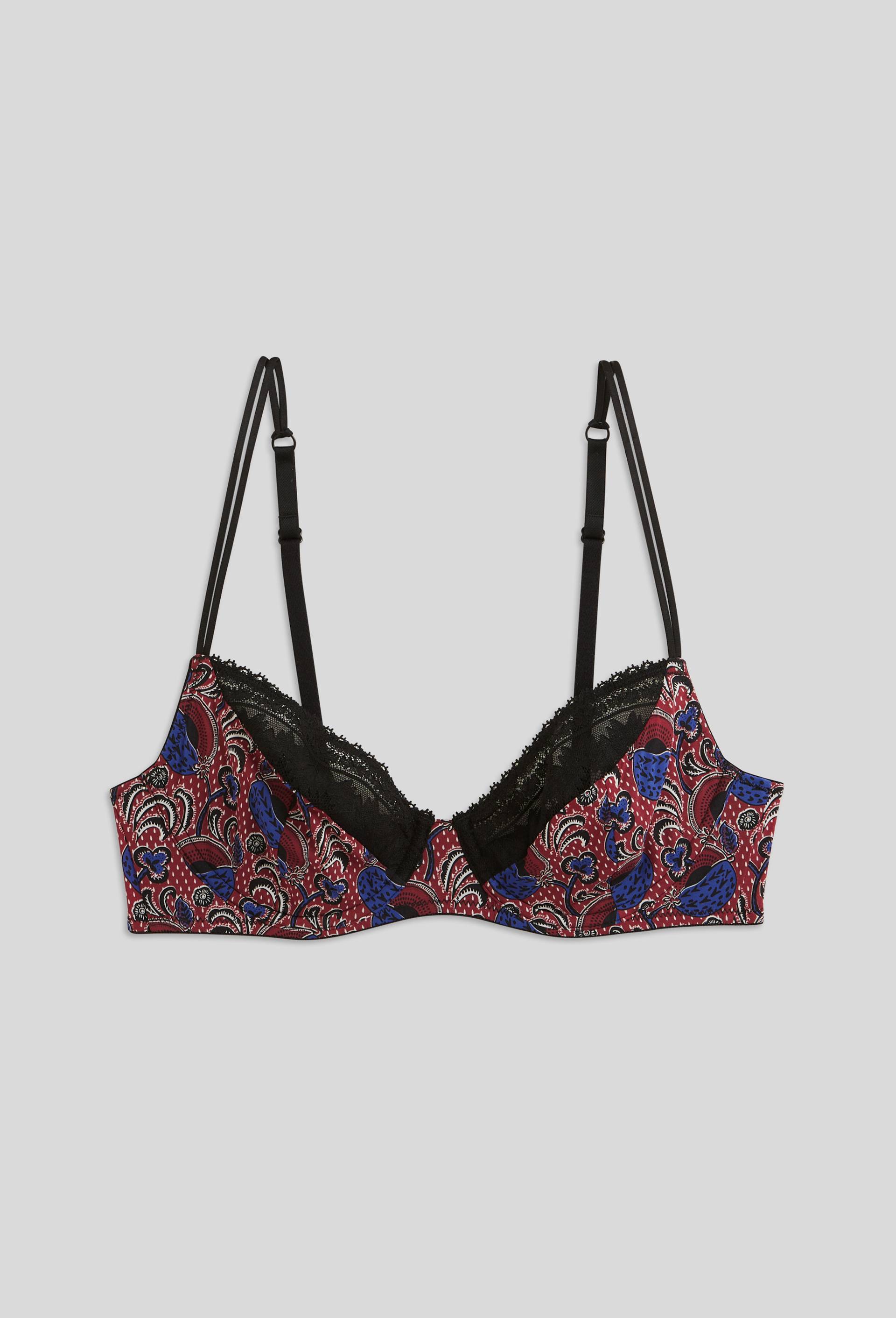 Soutien-gorge corbeille balconnet IMANY en dentelle et microfibre imprimée, Oeko-Tex, Noir, large image number 2