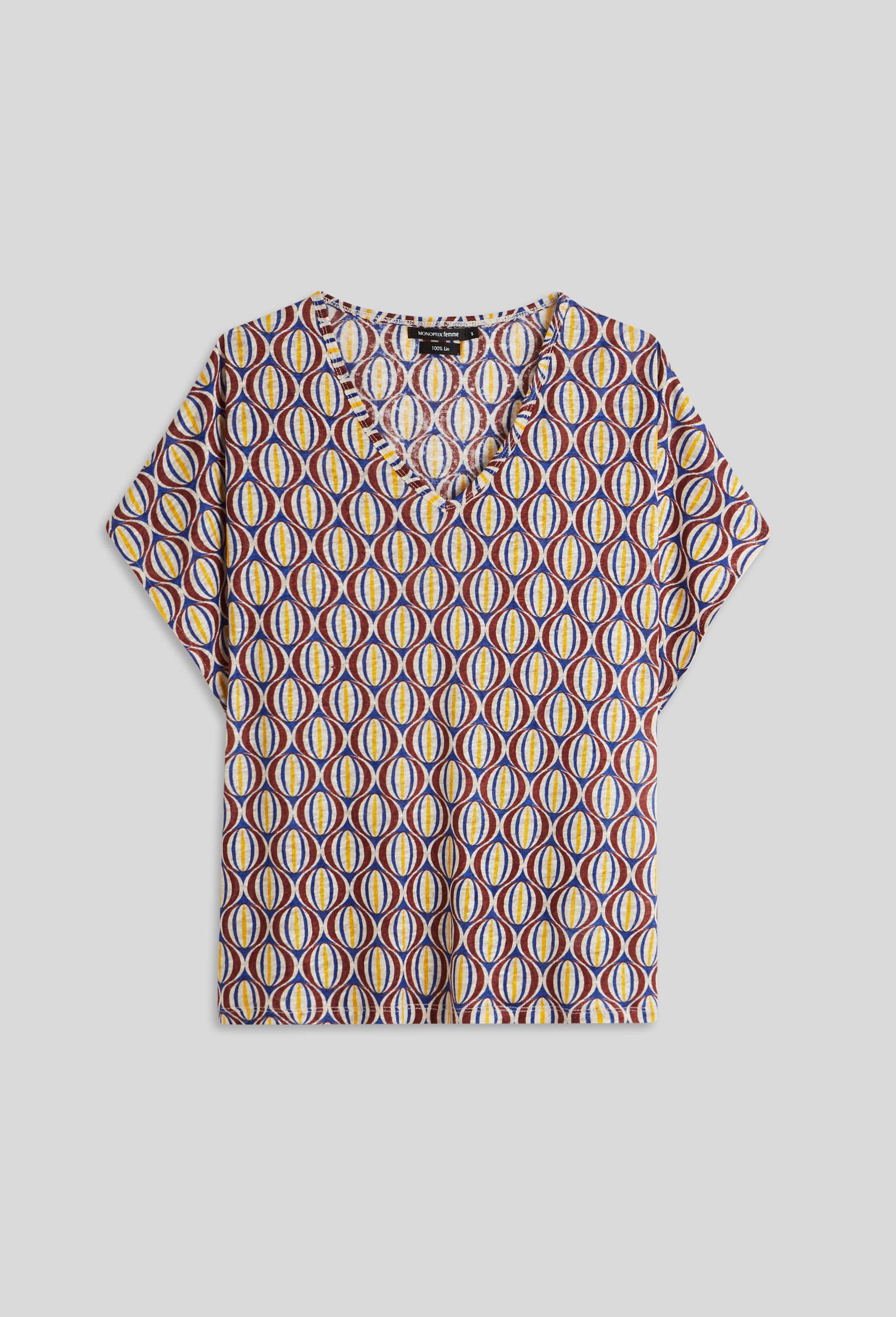T.shirt imprimé en lin European Flax, Oeko-Tex, Beige clair, large image number 2.0