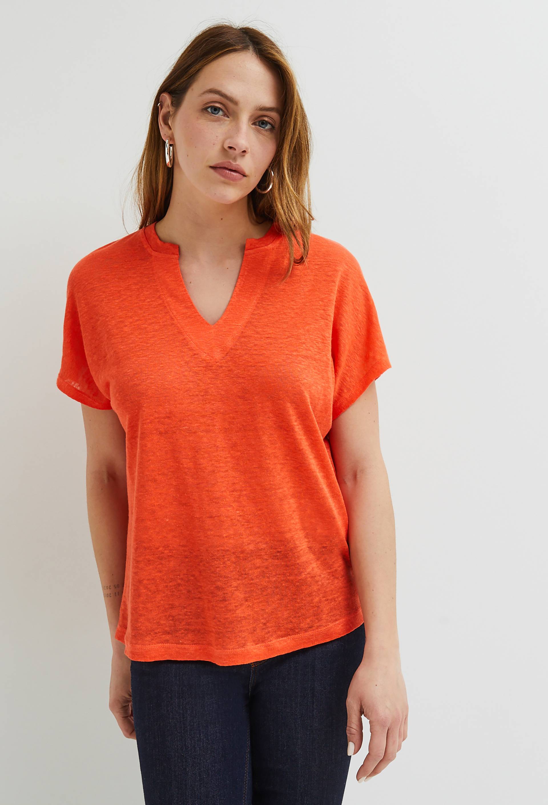 T-shirt à manches courtes uni, Orange, large image number 0.0