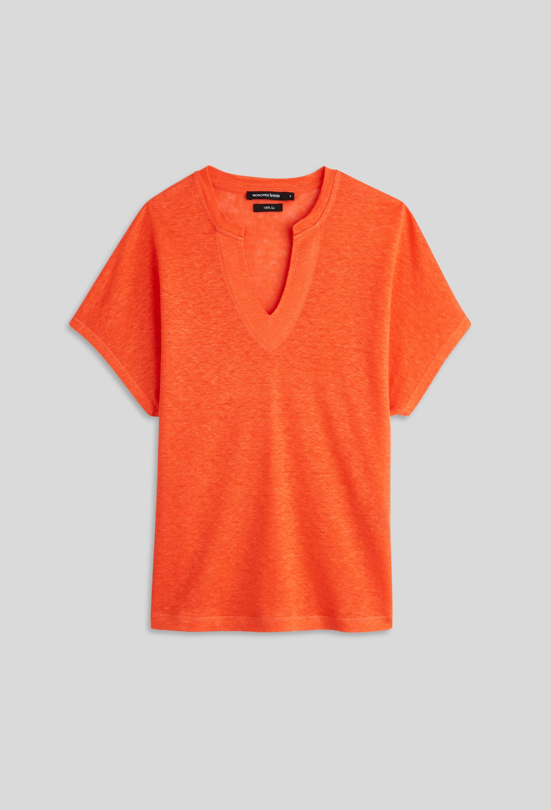 T-shirt à manches courtes uni, Orange, large image number 2