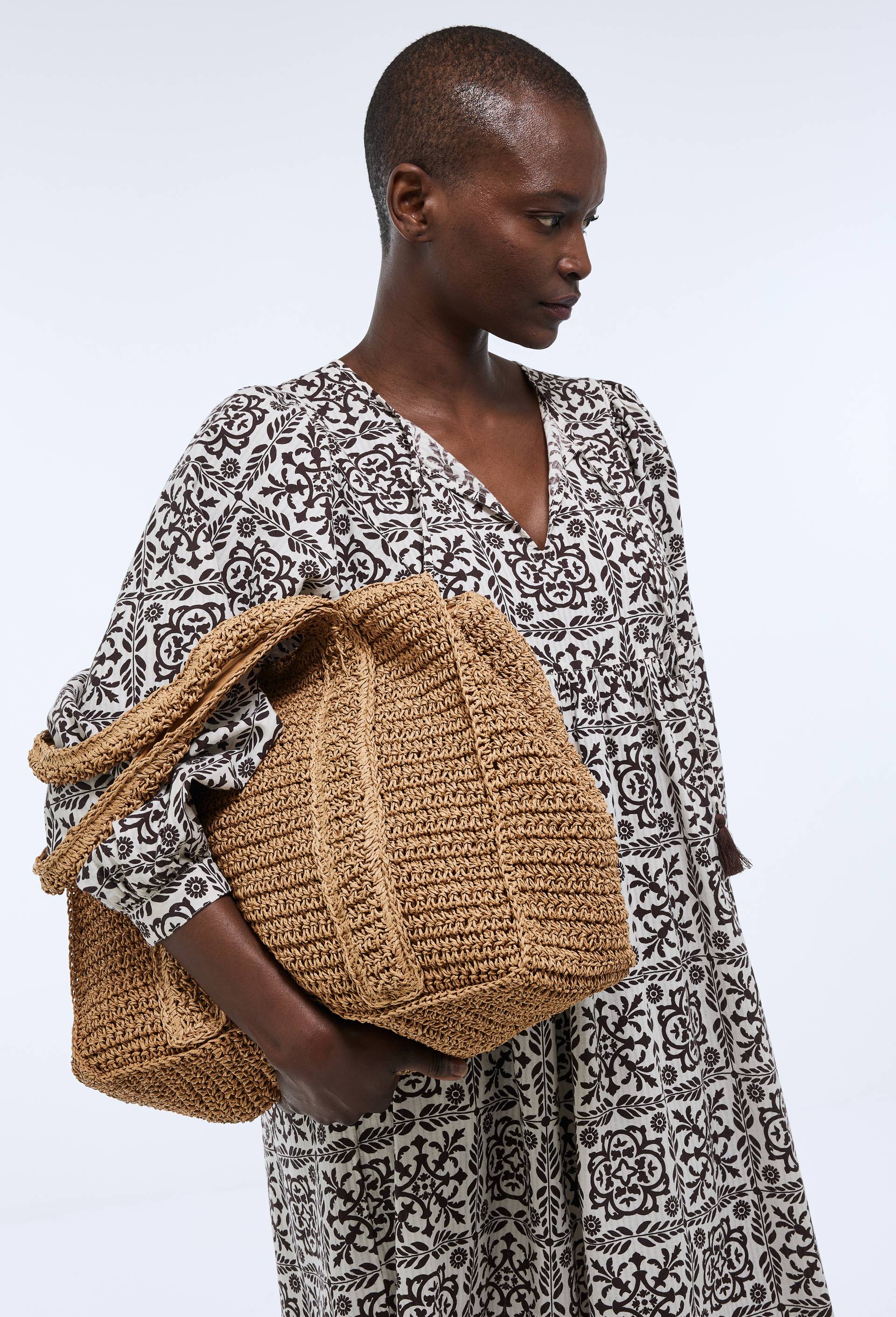 Panier en paille papier, Beige clair, large image number 0