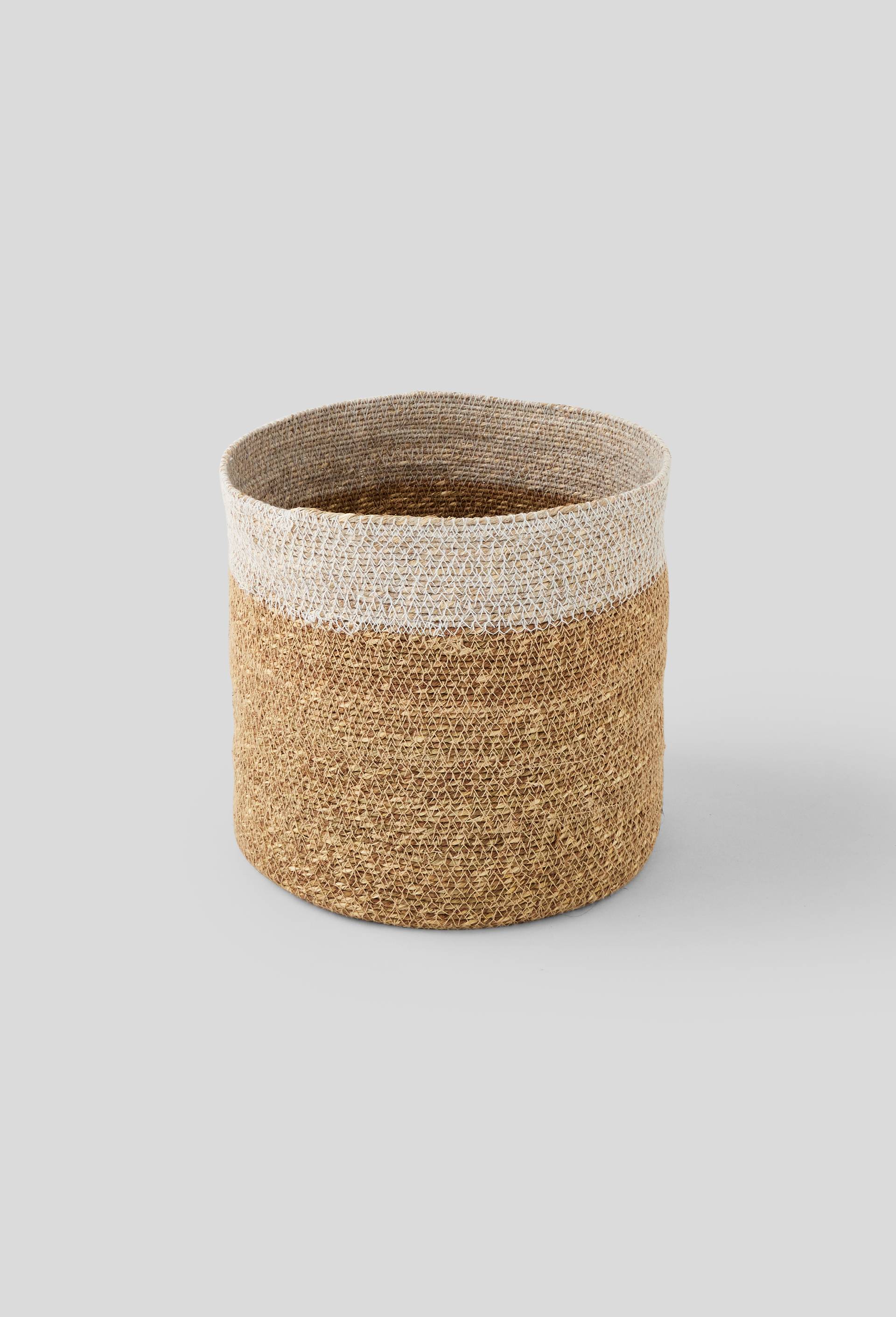 Panier rond en jute rebord couleur MM, Ecru, large image number 0.0