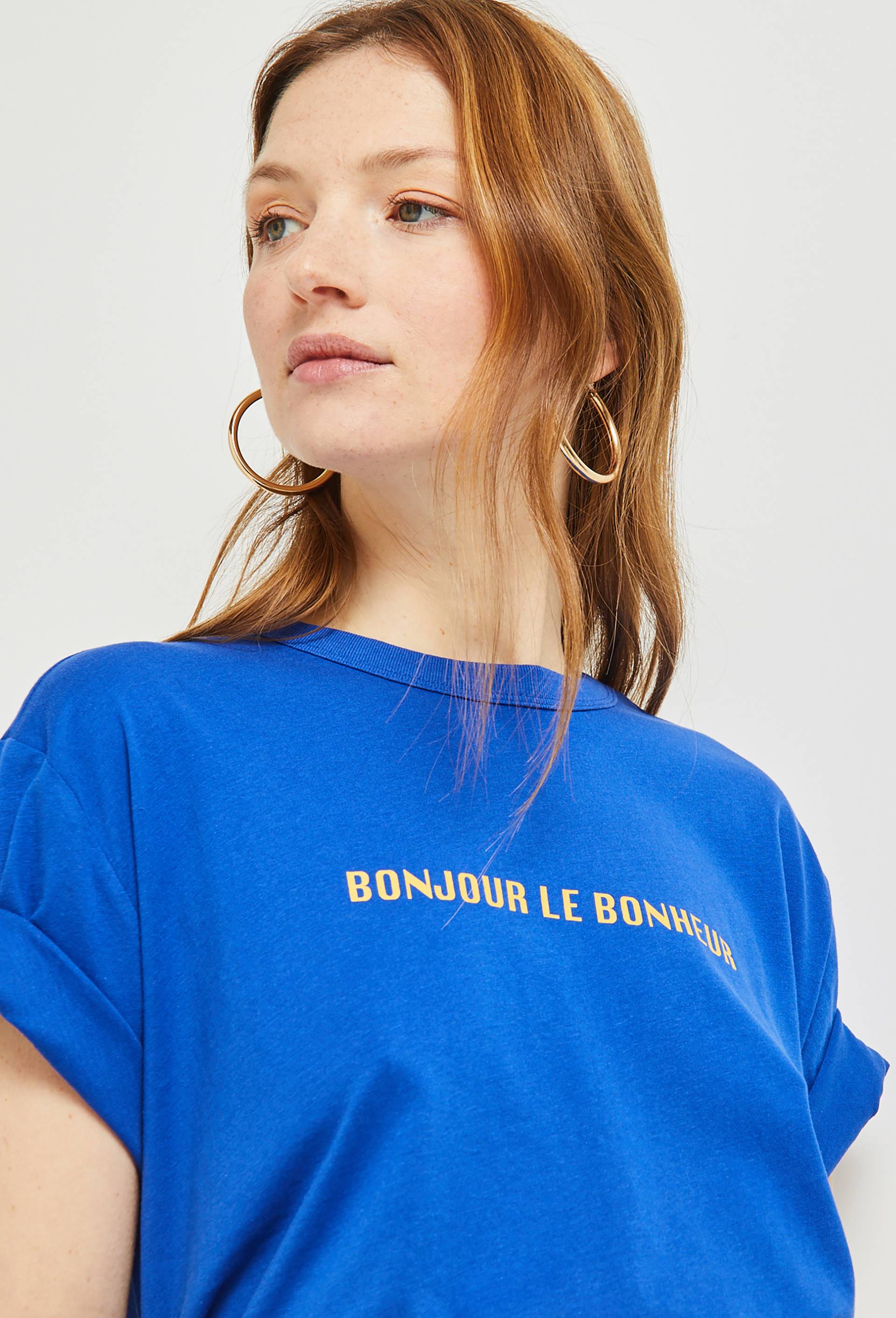 T.shirt à message en coton BIO, Bleu, large image number 0.0