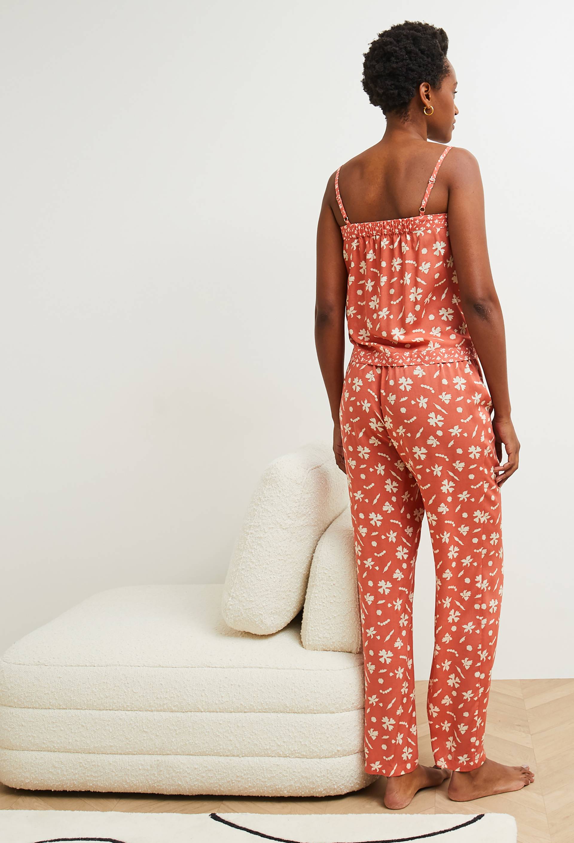 Pyjama Femme En Coton - Ensemble Haut Et Pantalon, Imprimé Cœur, Confortable, Doux, Pour La Nuit Ou Le Lounge à La Maison - 3