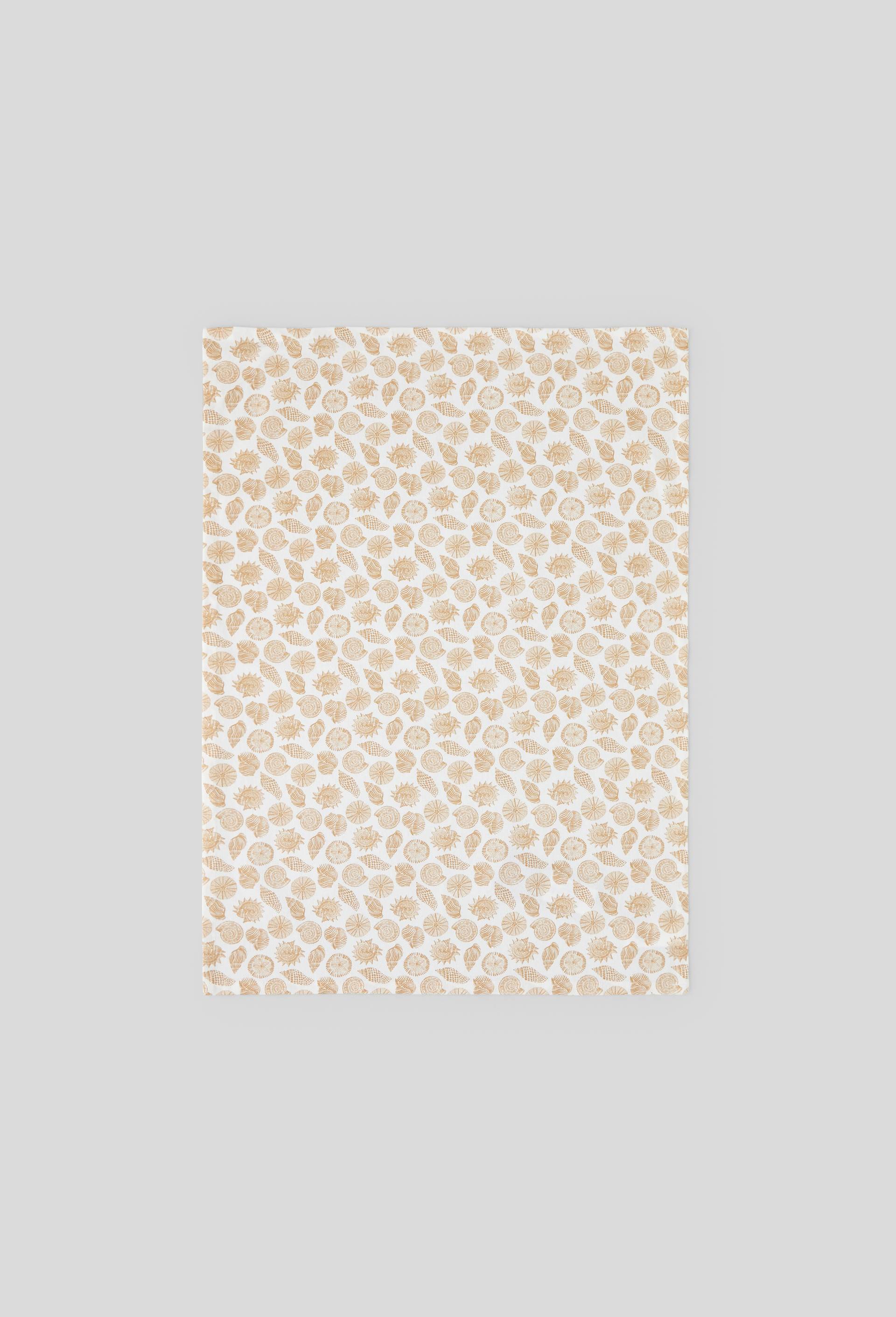 Torchon à imprimé coquillage, 50x70cm, 100% coton, oekotex, Beige, large image number 0.0