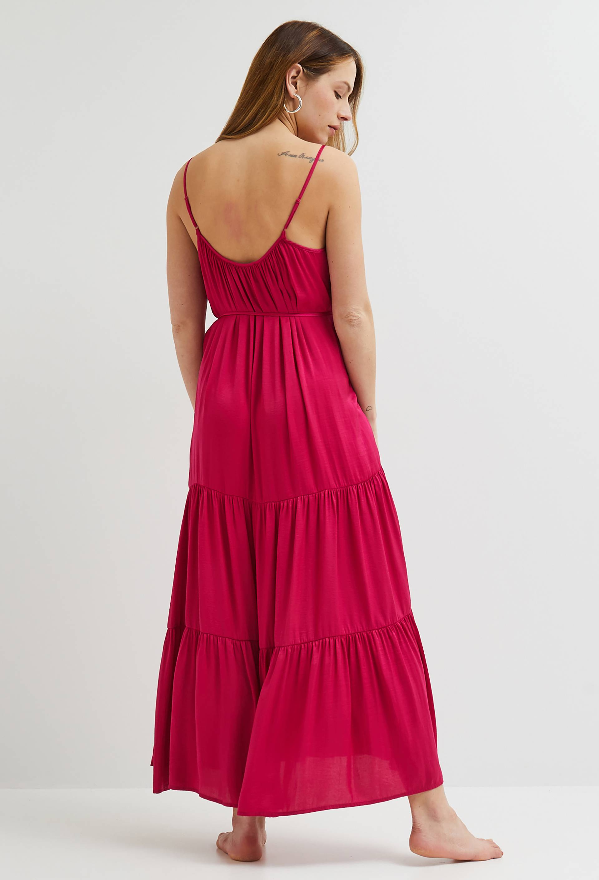 Robe satinée  à bretelles, Oeko-Tex, Rose foncé, large image number 2