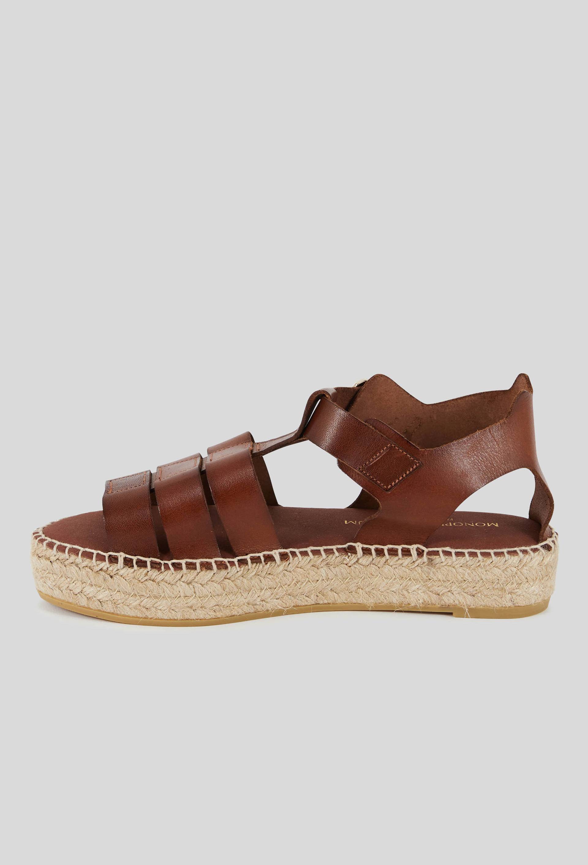 Espadrilles compensées   ,cuir responsable, Brun, large image number 1